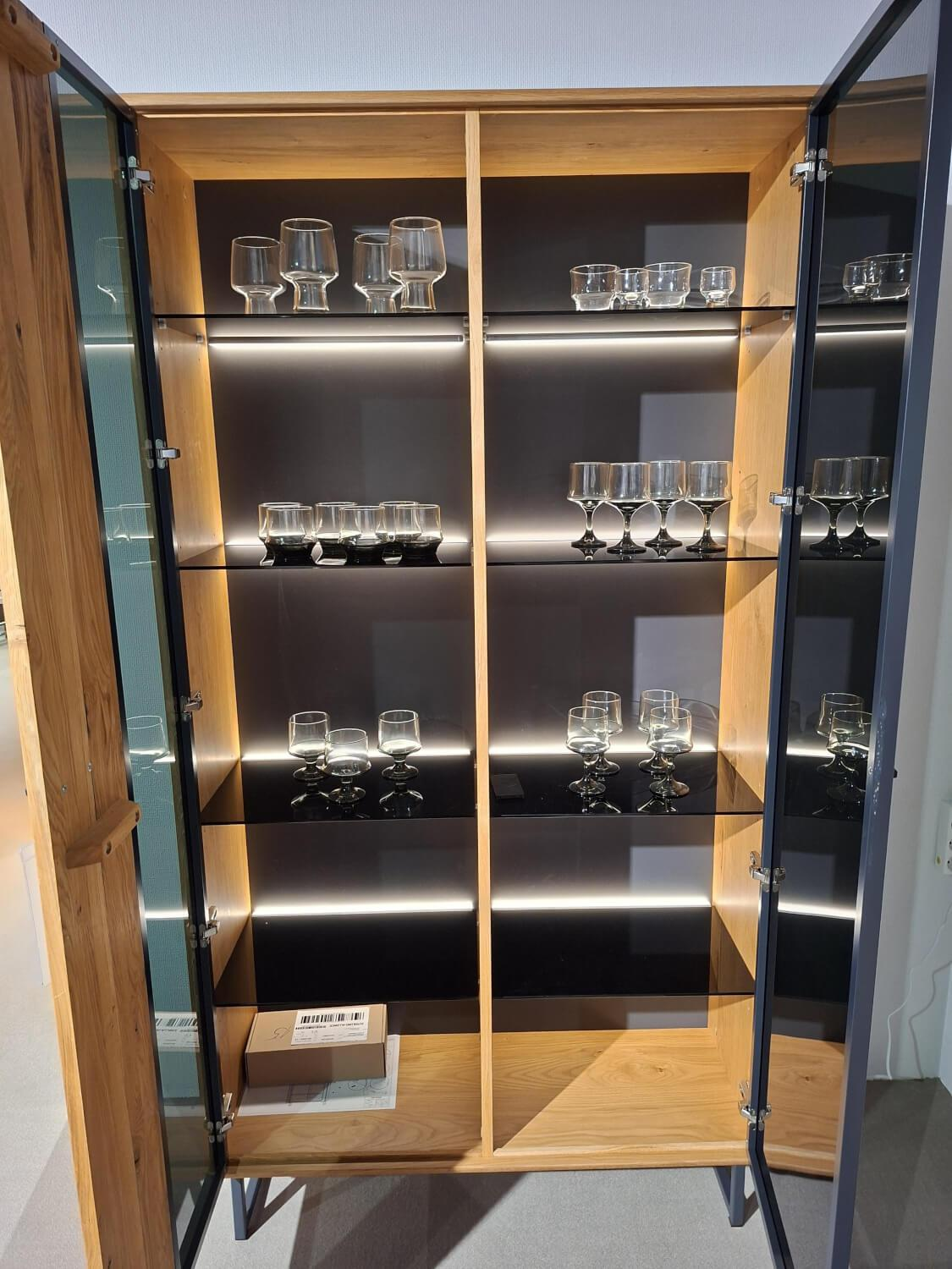 MCA Furniture - Kombivitrine Arezzo Wildeiche Geölt Glas Anthrazit - 2