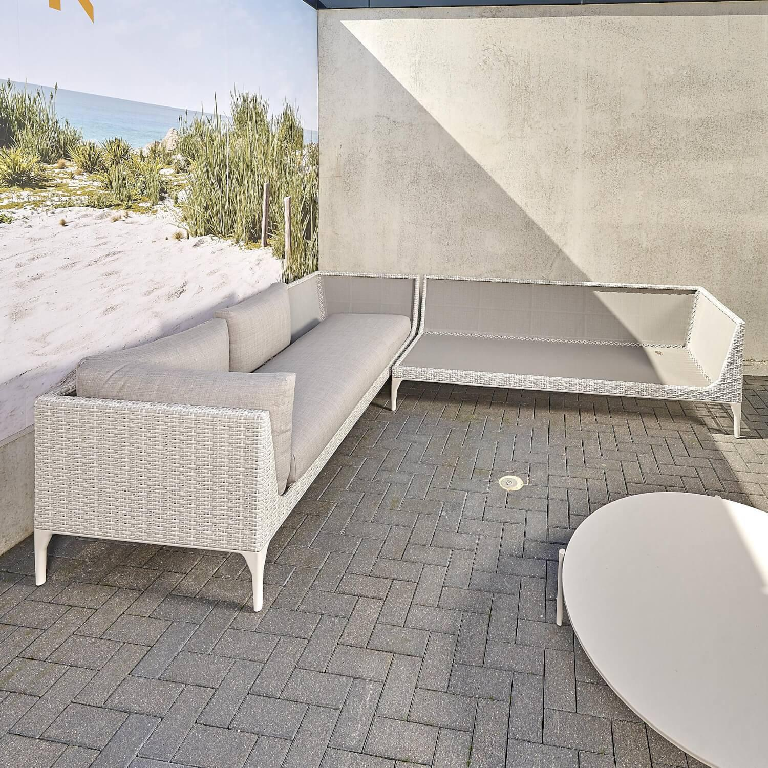 DEDON - Sofa-Kombination MU Bezug Stoff Linen Warm-Grey Geflecht Accona Gestell Lipari - 5