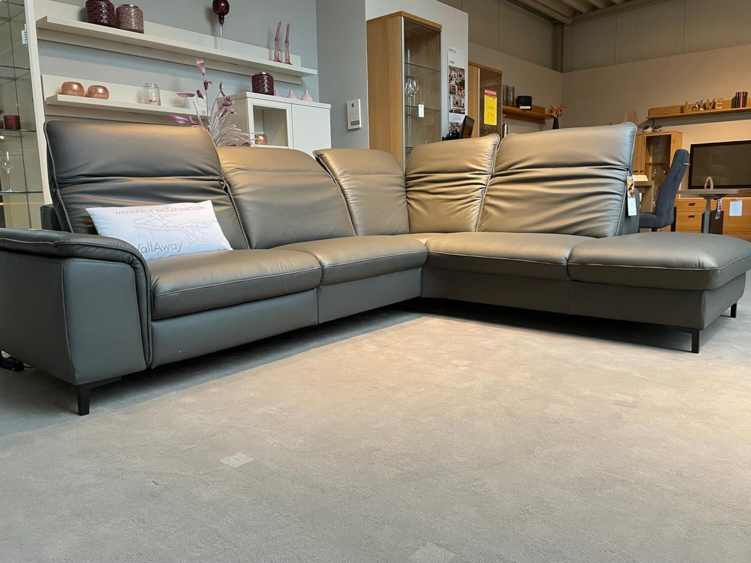 Polinova - Ecksofa Davos Leder L100 Torro Grau mit Relaxfunktion - 6