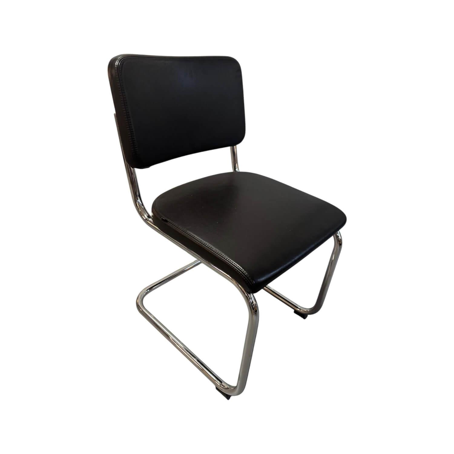 Thonet - Freischwinger S32 PV Nappaleder 2001 Dunkelbraun Gestell Verchromt - 1