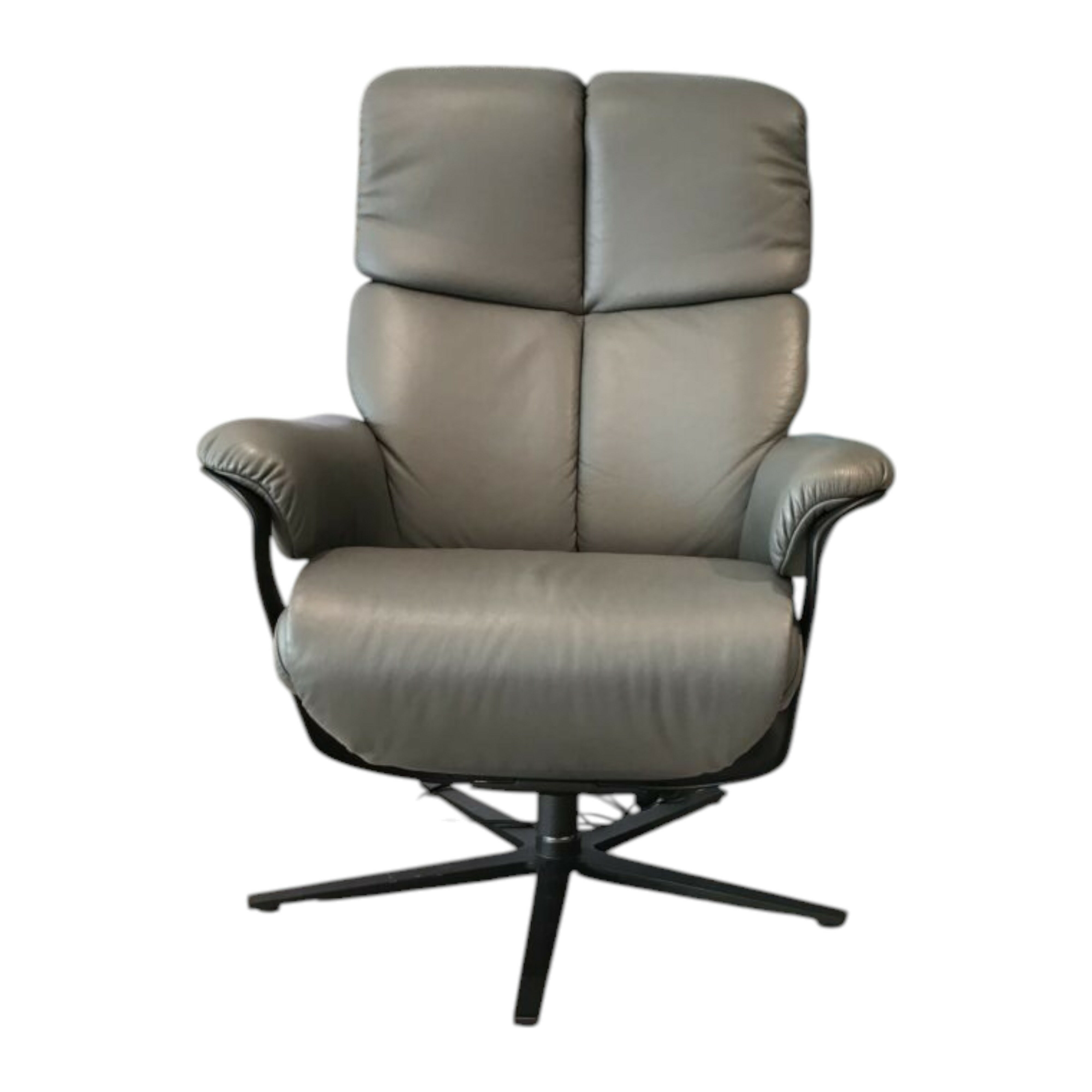 himolla - Drehsessel 8147 26S44 Leder Longlife Grey Sternfuß Metall Anthrazit Pulverbeschichtet mit Funktion - 1