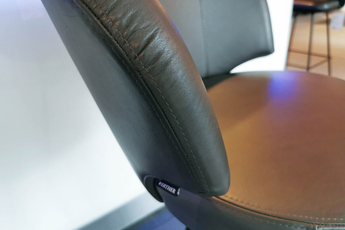Werther - 2er Set oder 2 einzelne Stühle? // Barstuhl Trick Semi Anilin Leder Wild L7371B Dunkelbraun Drahtuntergestell Schwarz - 7