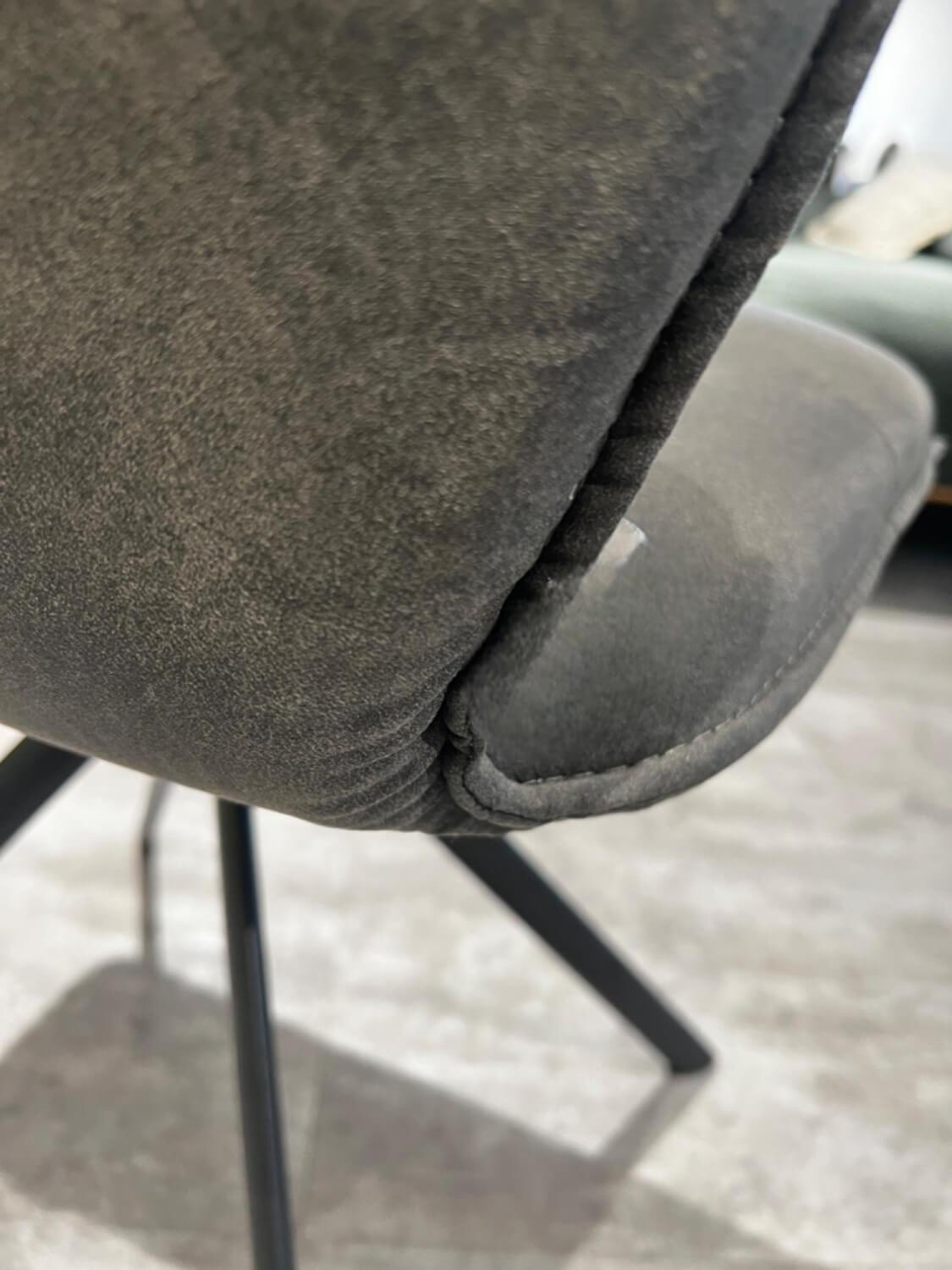 Natura - Set of 4 chairs Nottingham fabric microfiber Aberdeen anthracite tripod frame iron black - 2