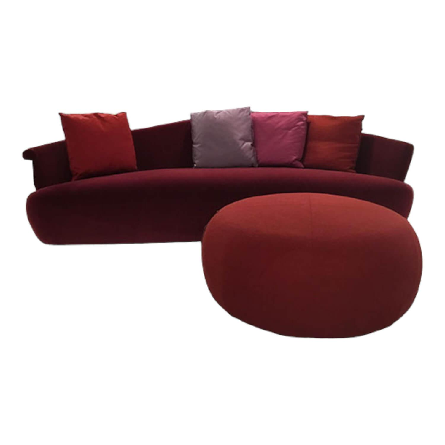 Giorgetti - Sofa Solemyidae Stoff Rot Ohne Kissen Mit Pouf - 1