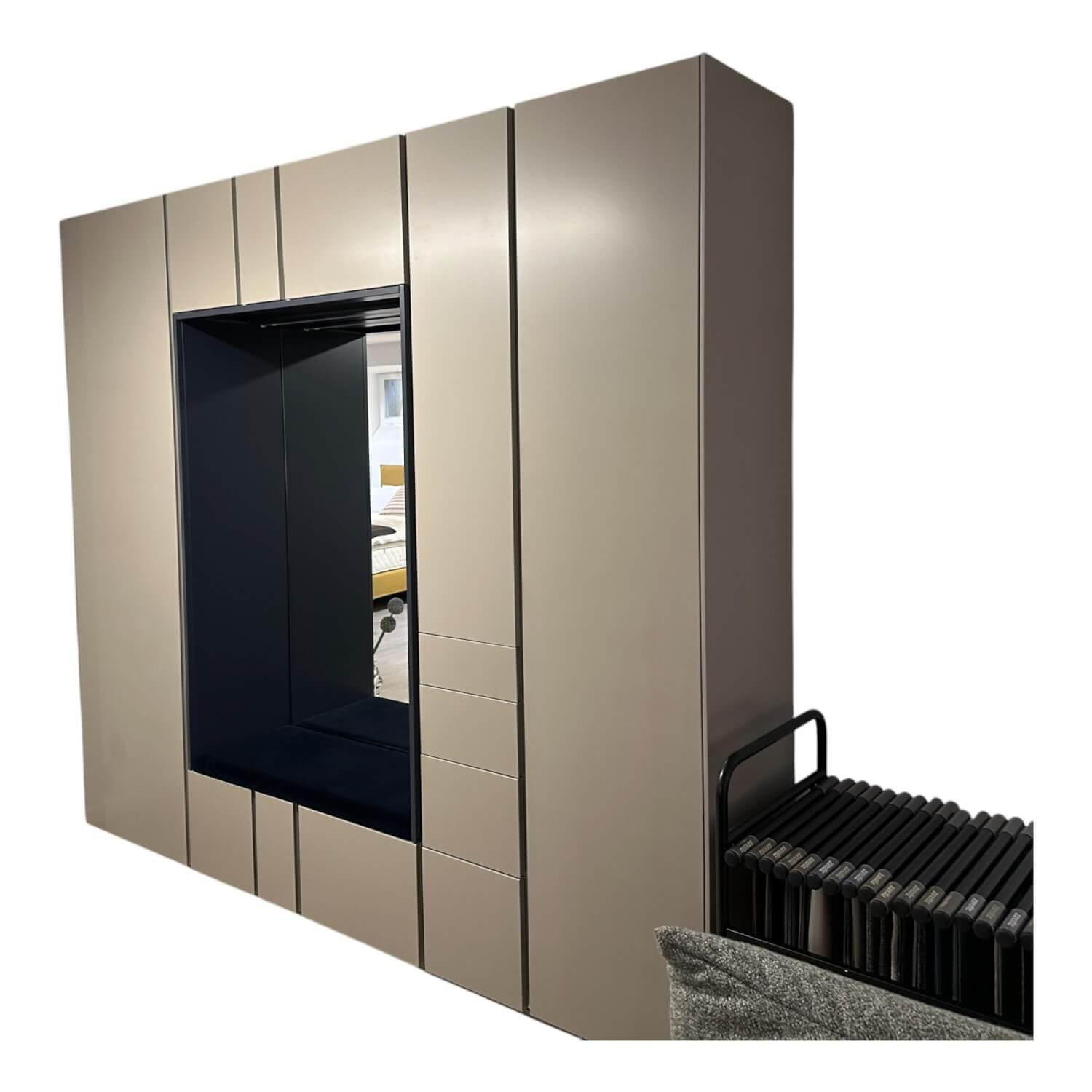 Schönbuch - Cabinet Stripes Pebble 59 Gray And Midnight Blue 51 Blue Gray Lacquered Bench Upholstery Midnight Blue - 3