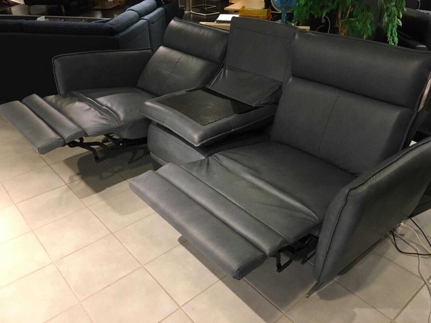PM Oelsa - Relax-Sofa Costa Brava Leder E Steel Blau mit zweiseitiger Relaxfunktion - 2