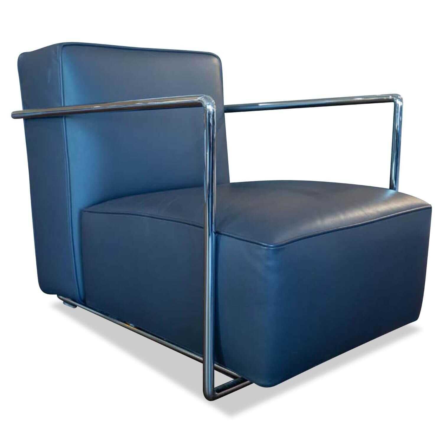 Flexform - Sessel A.B.C. Leder Schwarz  N. 411 Cat. Pelle Gestell Verchromt - 1