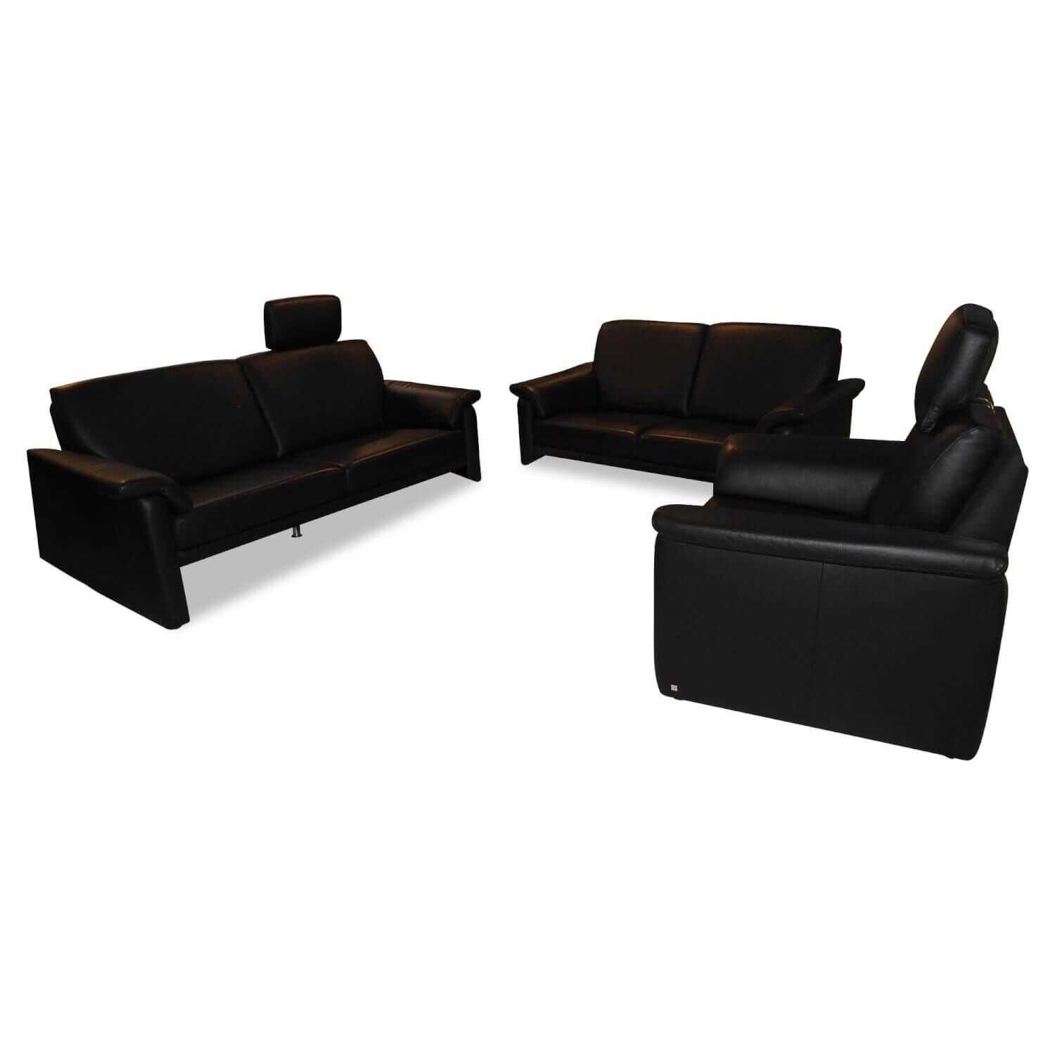 w-schillig-garnitur-lucca-24965-leder-40-schwarz-z5199-2-sofas-1-sessel-2-kopfst-C3-BCtzen-e1ff269f30bd W. Schillig - Garnitur Lucca 24965 Leder 40 Schwarz Z51/99 2 Sofas 1 Sessel 2 Kopfstützen - 1