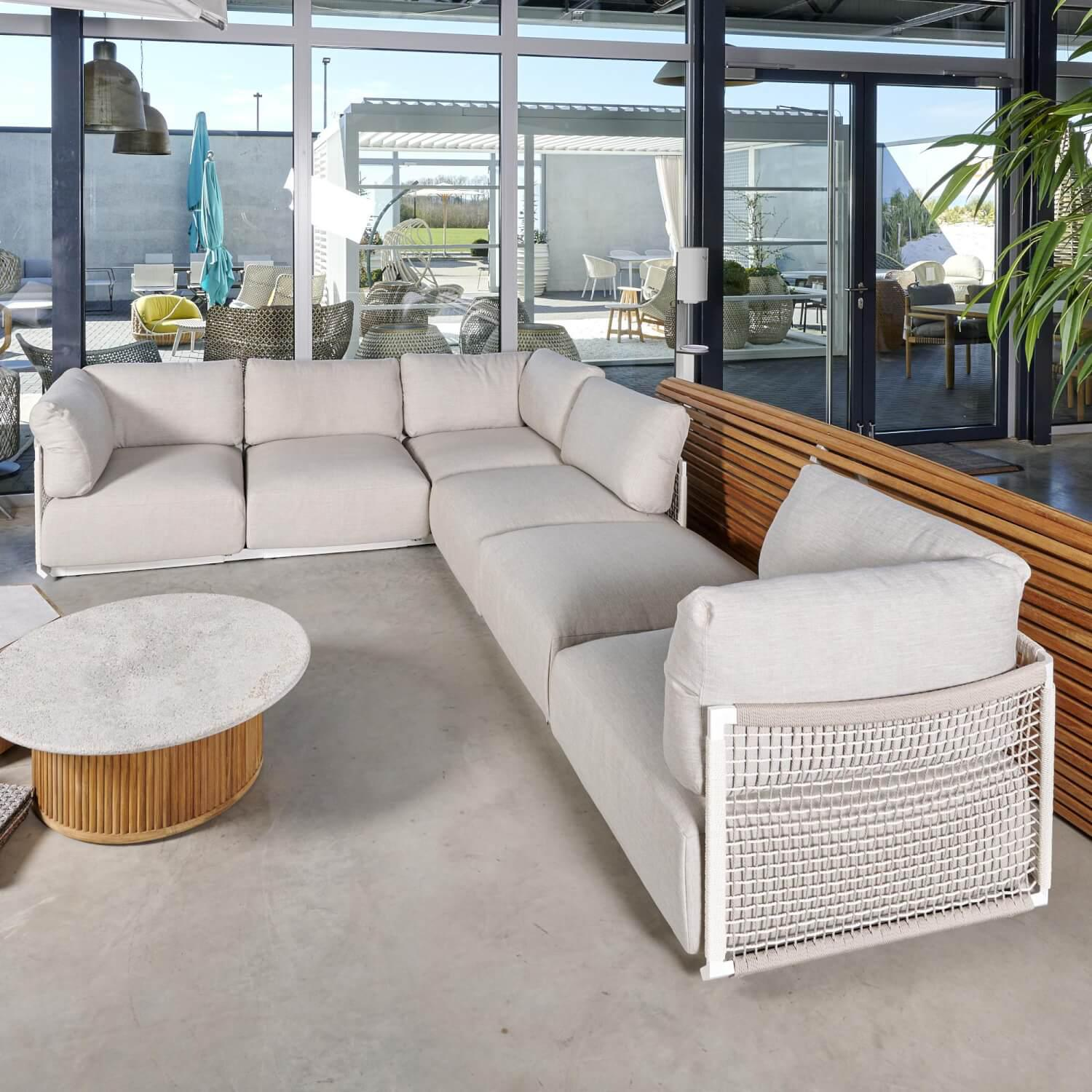 Sofa-Kombination Nodi Bezug Stoff Linen Wasched Linen Geflecht Canax Offwhite/White