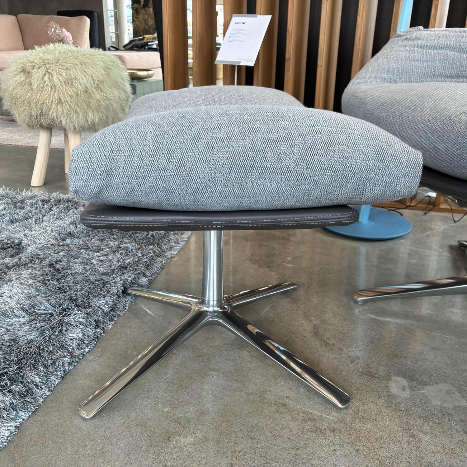 COR - Lounge Sessel Cordia Stoff 9129 Stahl Grau Schale Leder 171 Anthrazit Gestell Aluminium Poliert Inklusive Hocker - 4