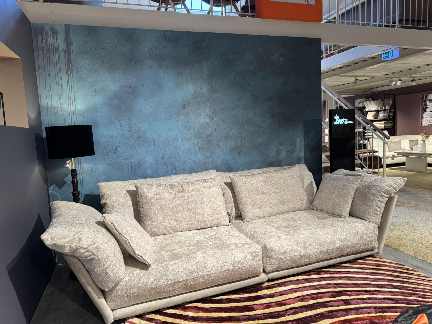 Bretz - Sofa Esfera Stoff 66 Grau Vintage Velvet 65 Moonlight mit 3 Kissen - 7