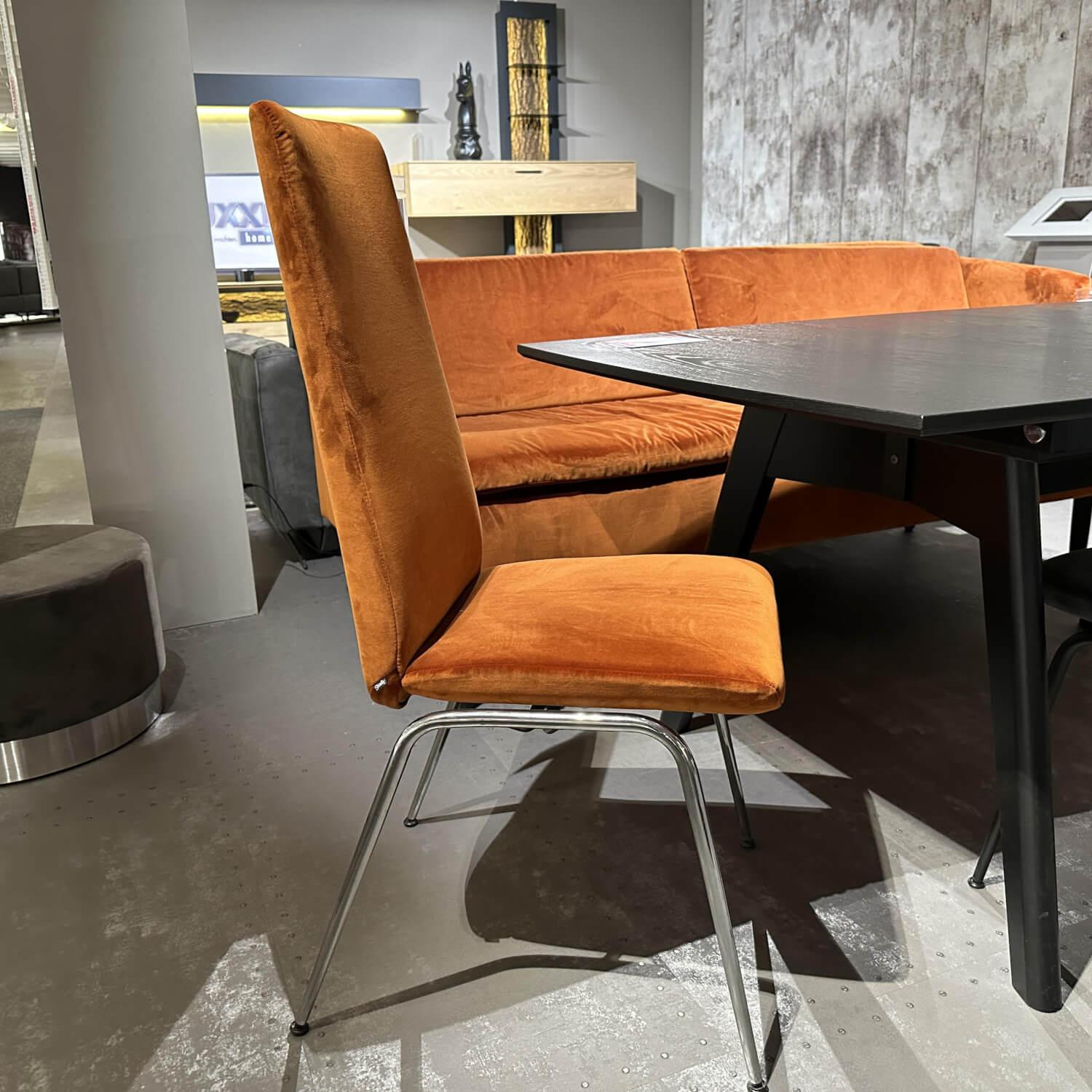 Stressless - Essgruppe Mit Tisch Toscana Eiche Schwarz Mit 4 Stühlen Und Dining Sofa In Stoff Grace Rust Orange Und Dark Grey Dunkelgrau - 8