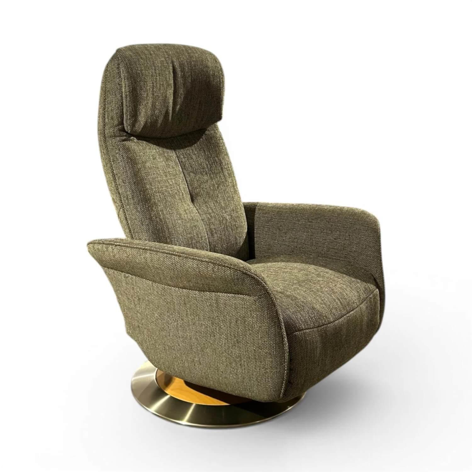 himolla - Sessel 8956 Leo Easy-Swing M Stoff Grün Tellerfuß Holzoptik mit Edelstahlring - 3
