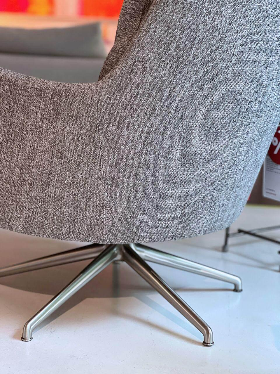 Flexform - Sessel Marley Stoff Extra Eleo 1190 Grau Gestell Drehfußkreuz Metall Satiniert - 3