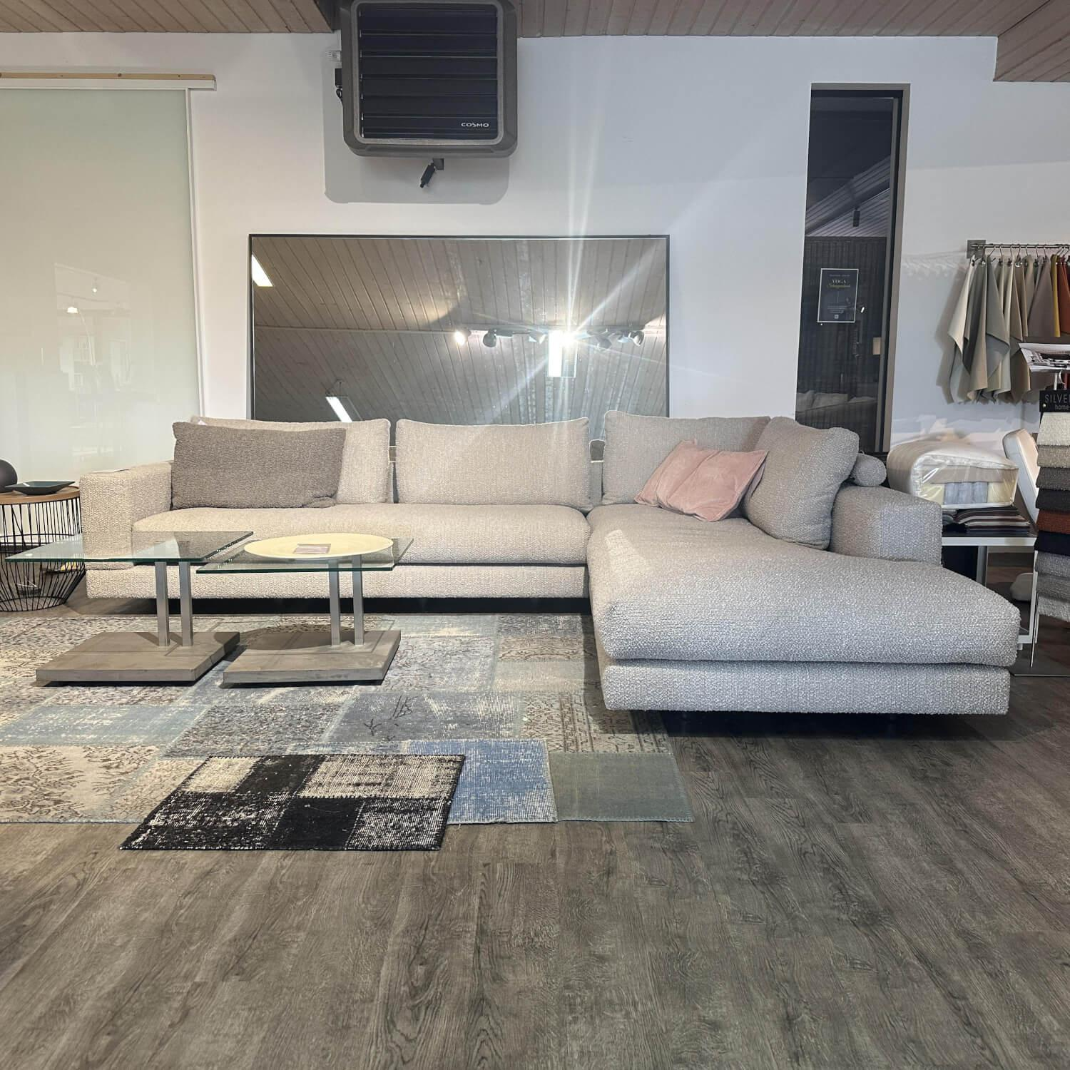 Contur - Ecksofa Cuneo 120 Kubisch Stoff 56 30 Universe 019 Greige Grau Beige Mit Verdeckten Gleitern Inklusive 2 Kissen - 5