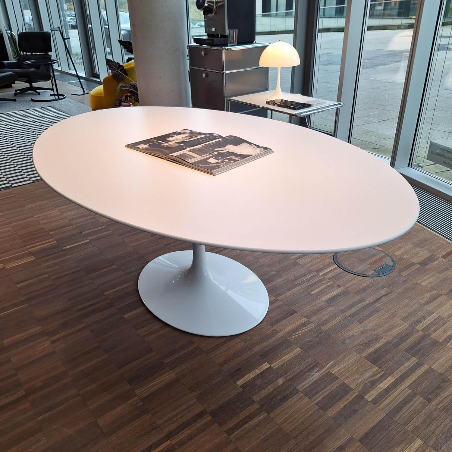 Knoll International - Esstisch Saarinen Oval Mattweiß Gussfuß Aluminium Weiß Rilsan Geschützt - 8