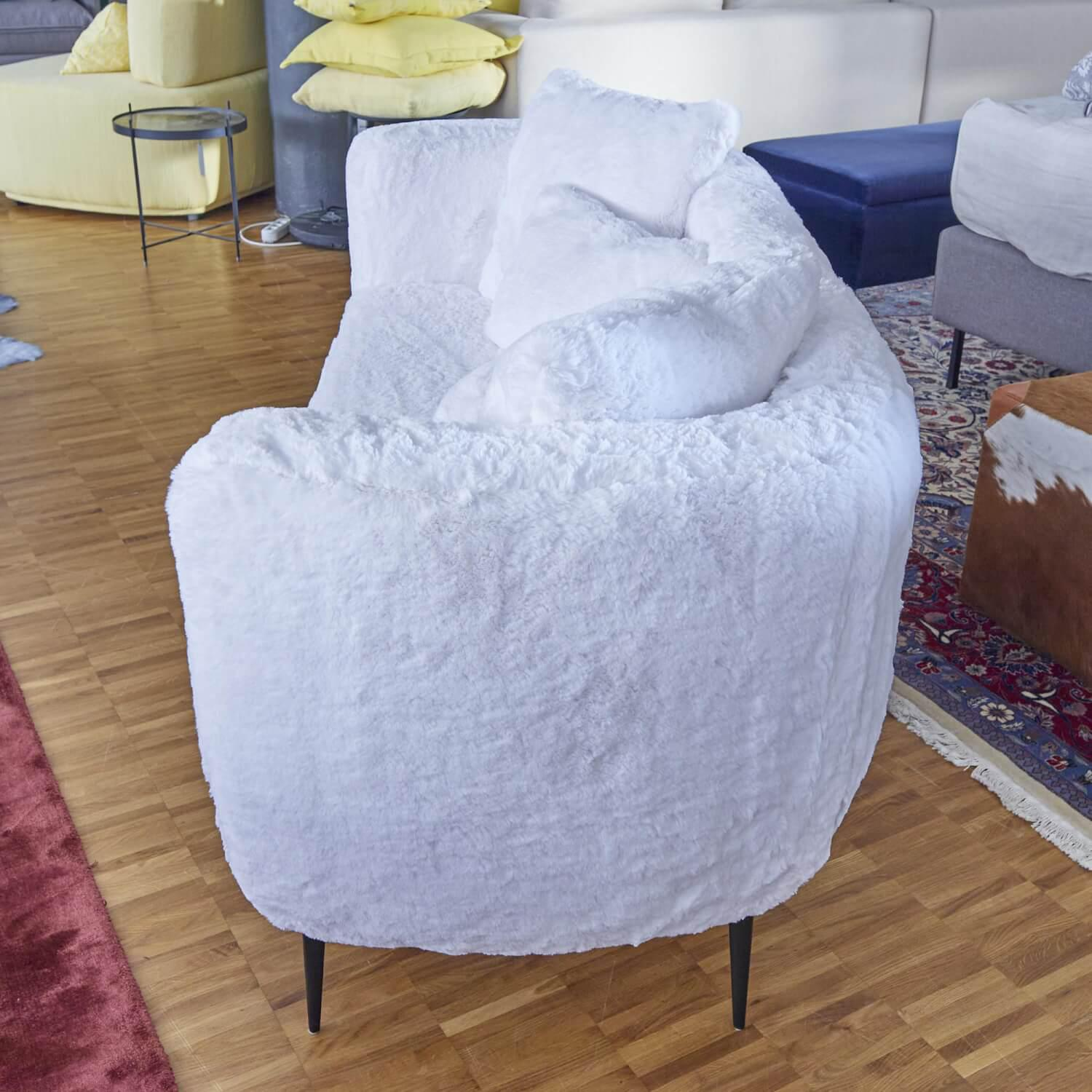 Sofa Serenity 2 Sitzer mit Fellbezug Saluki weiß