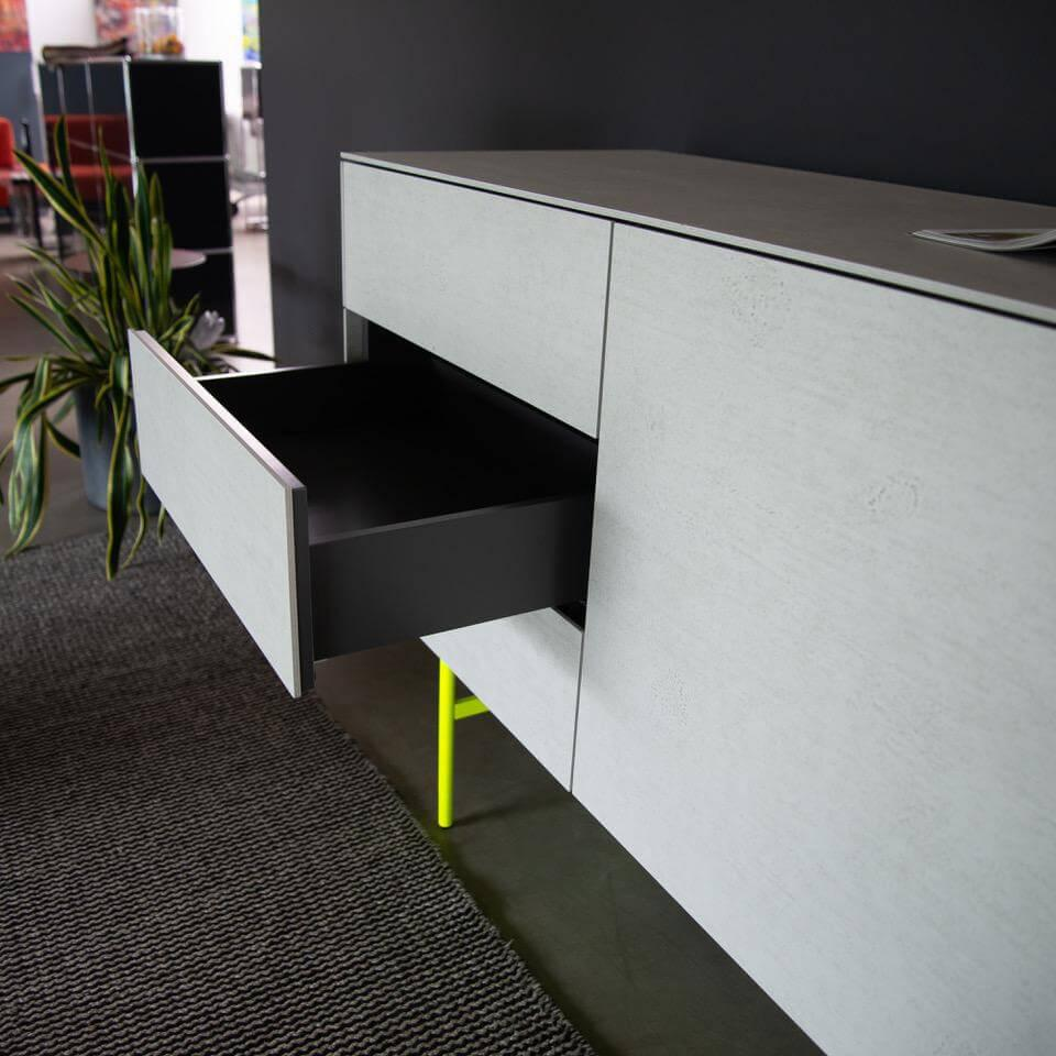 Kettnaker - Sideboard Soma concrete look gray frame neon yellow - 5