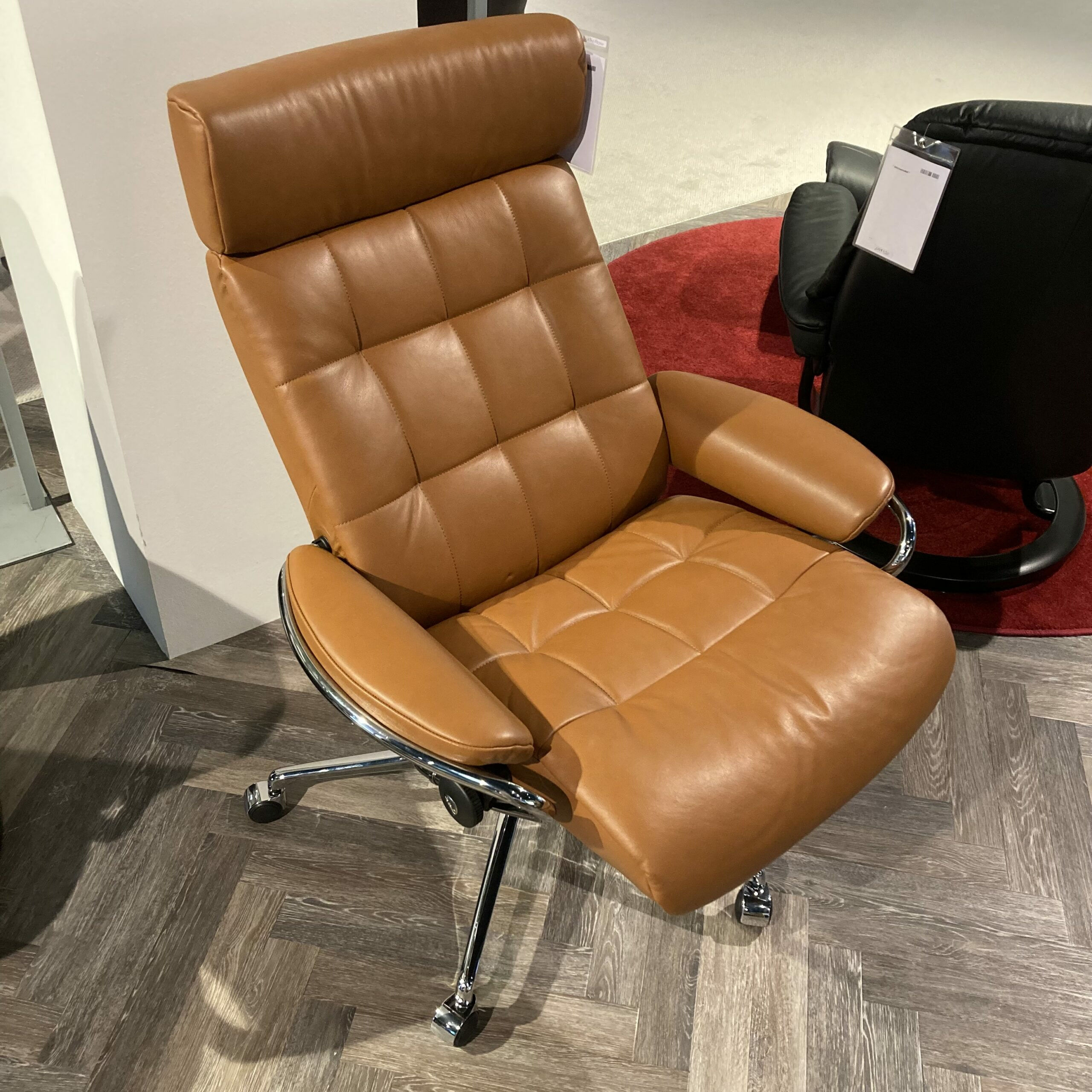 Stressless - Bürosessel London Office Leder Paloma Cognac Gestell Stahl Höhenverstellbar - 2