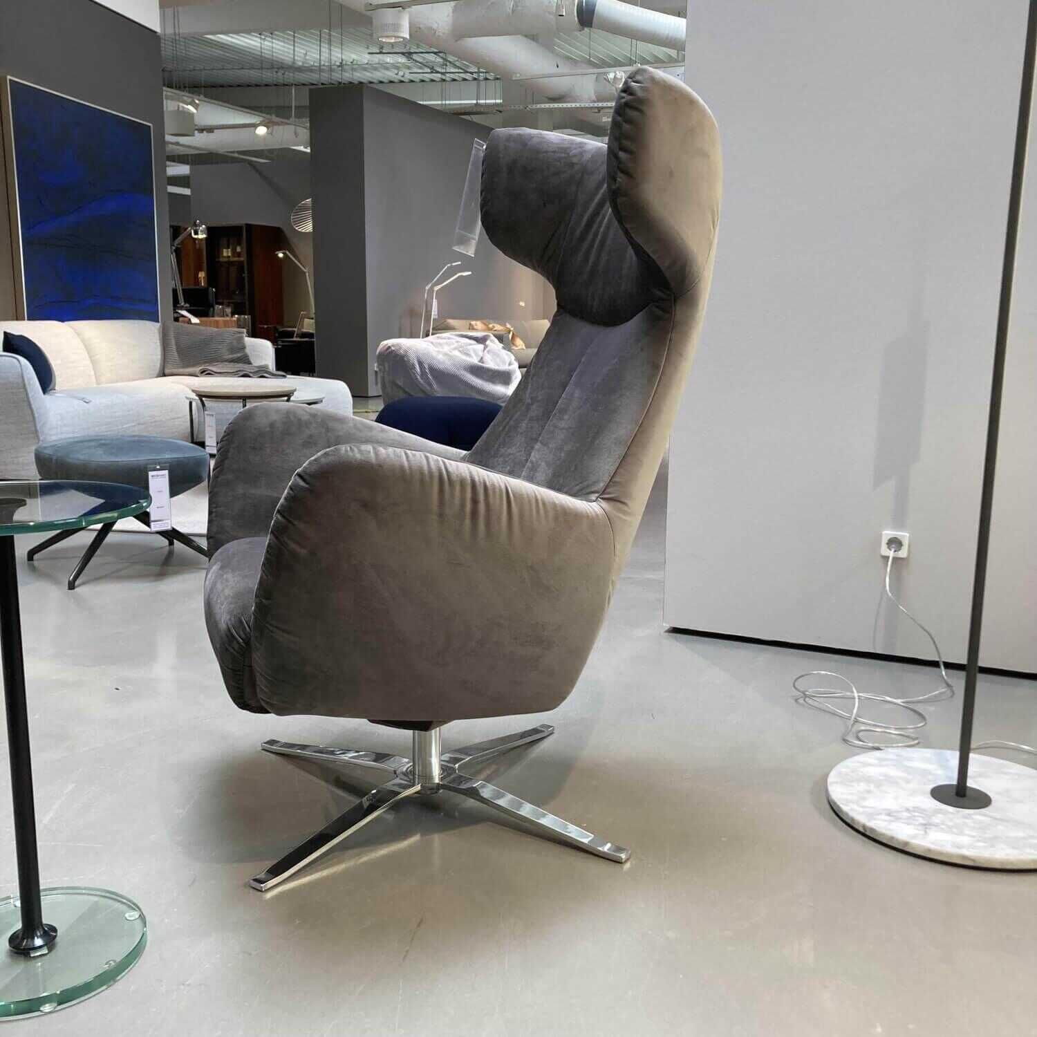 Candy - Sessel ID50 Stoff Samt Stone Gestell Verchromt mit Hocker - 6