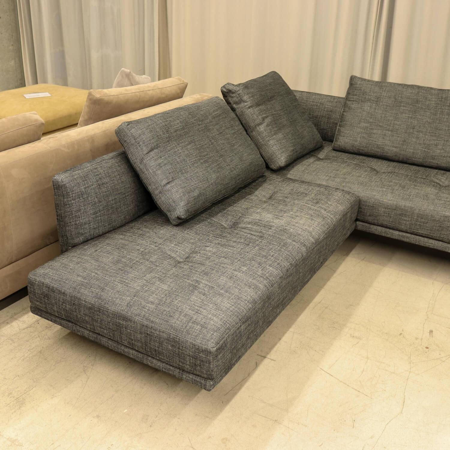 Walter Knoll - Ecksofa Prime Time Stoff Chenille Sonra 7869 Basalt Gestell Hochglanz Poliert - 2