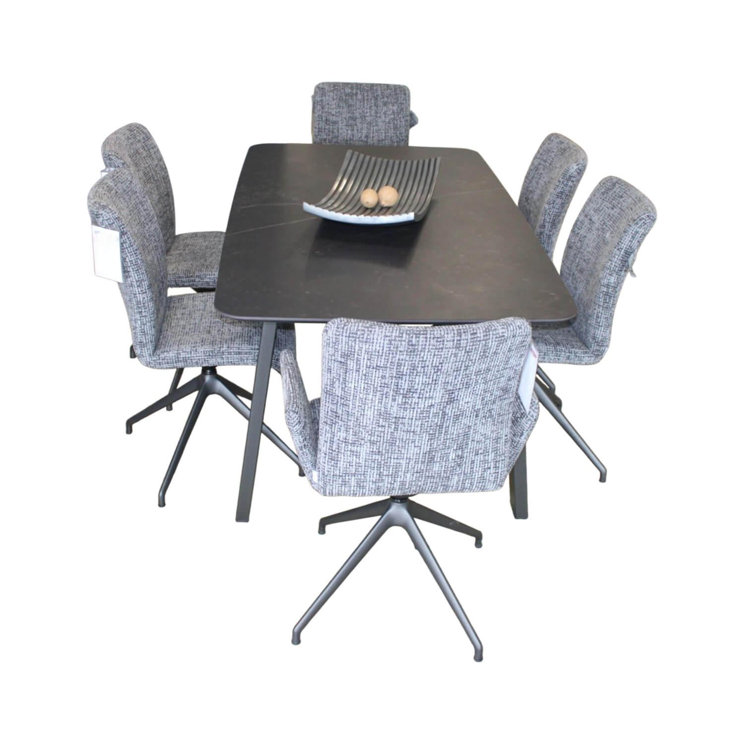 Bert Plantagie - Essgruppe Select Tafelconcept Stoff Coco COO168 Grau Tisch Schwarz - 1