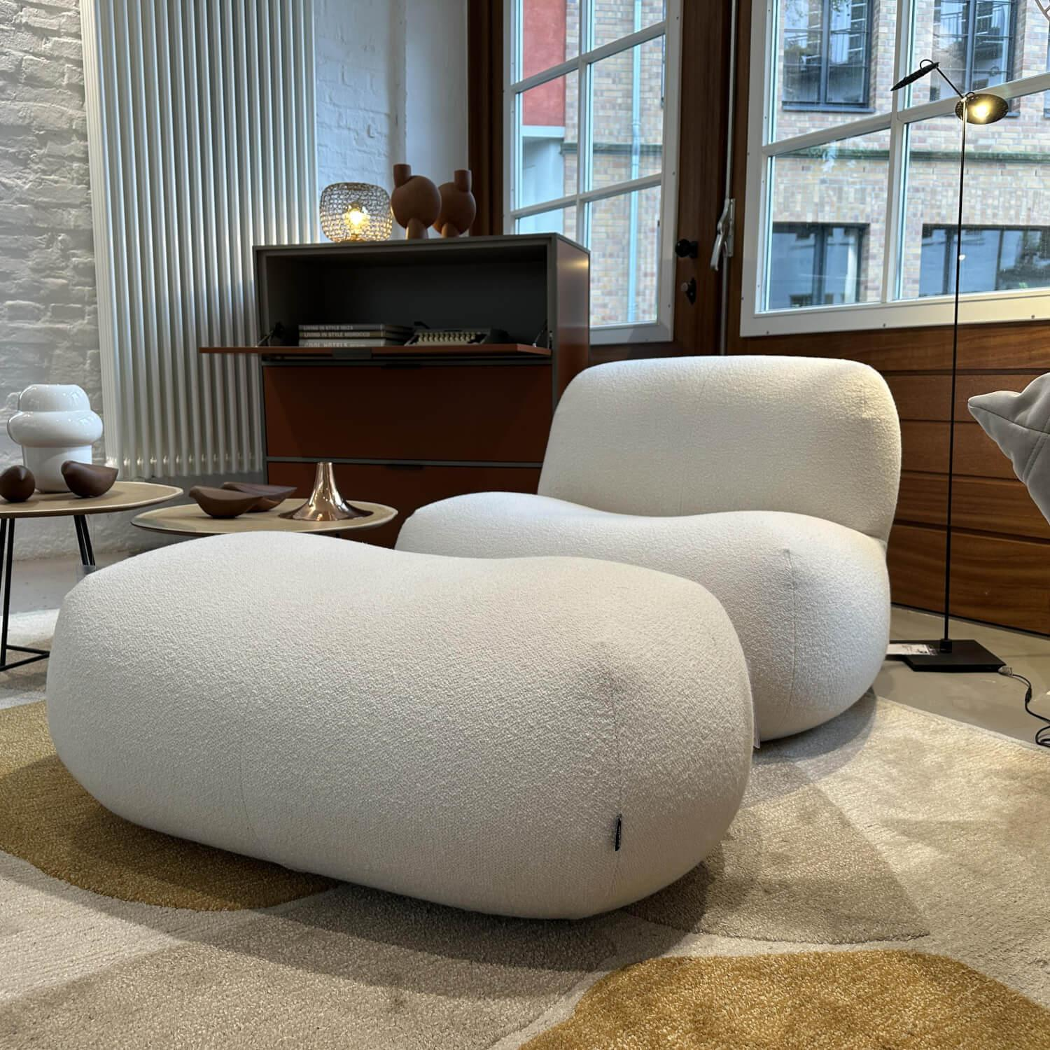 Ligne Roset - Sessel Pukka Stoff Capa Ecru Beige Füße Kunststoff Inklusive Hocker Groß - 4