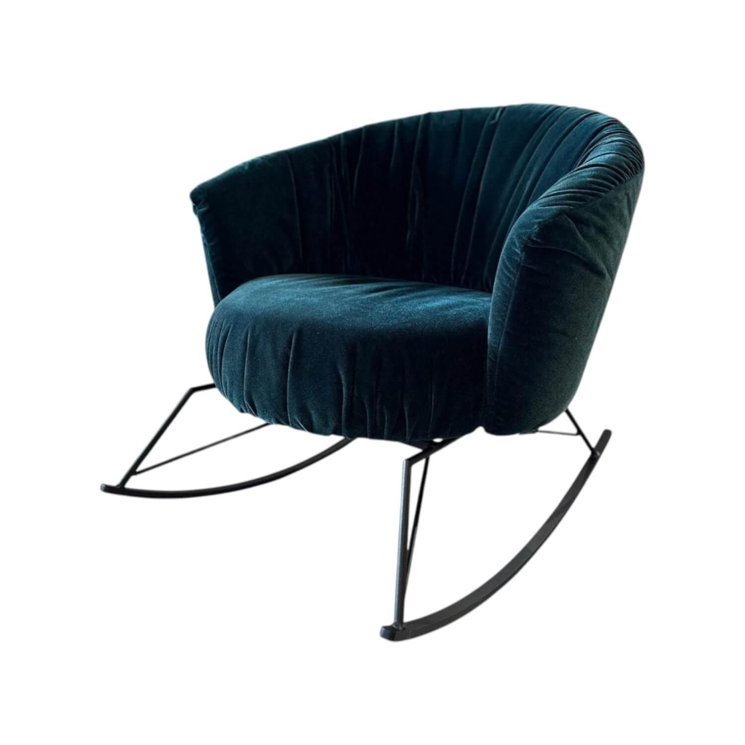 Bullfrog - Schaukelsessel Tonic Stoff 1504 Charmelle Royal Plush 17 Petrol Blau Gestell Schwarz Matt Pulverbeschichtet - 1