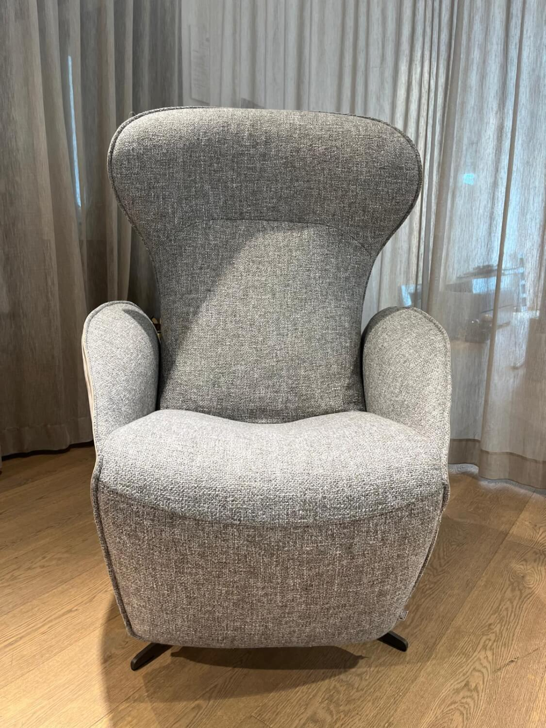 Jori - Relaxsessel Daydreamer Außenseite Leder Nubuck Cream Innen Stoff Grau - 6