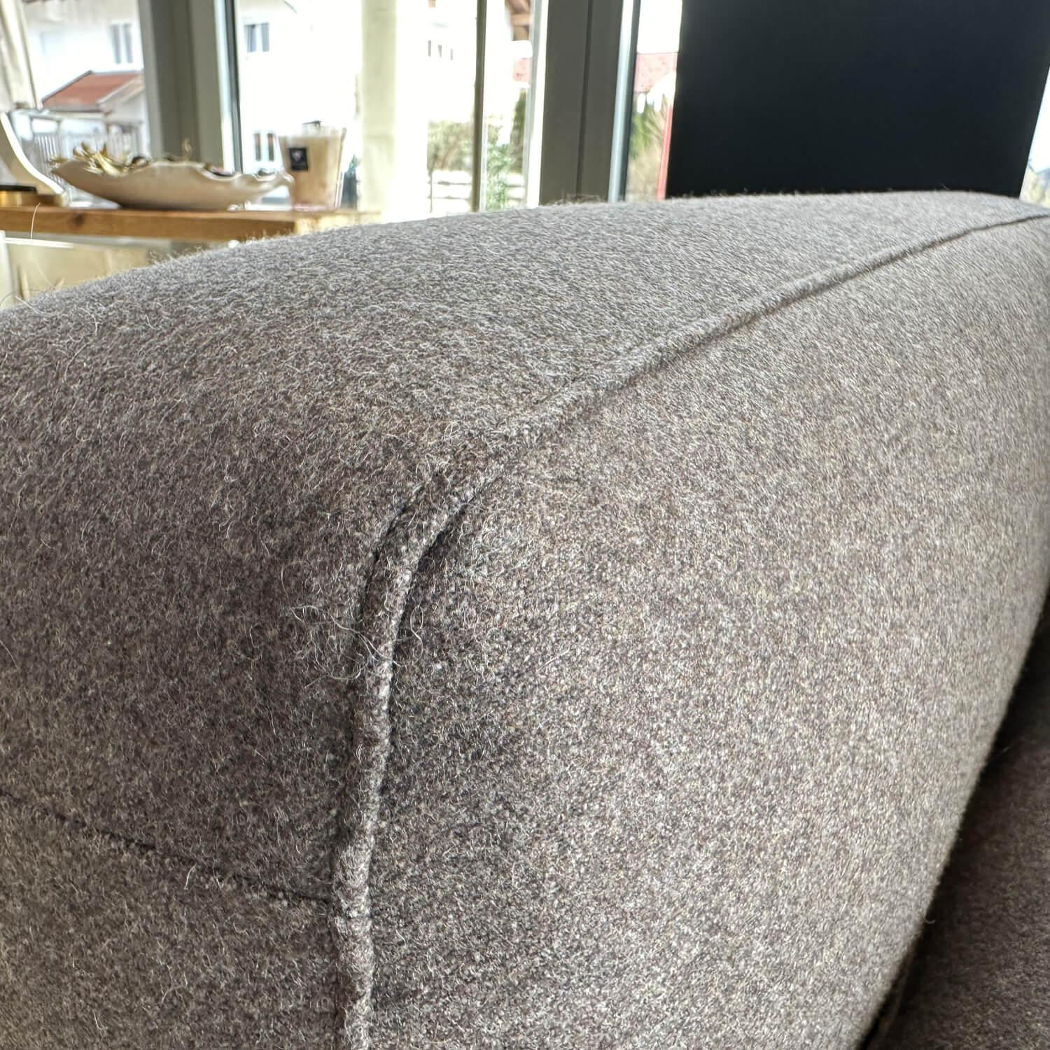 Poltrona Frau - Ecksofa Let it Be Stoff Giano 15247 Col. 7 Braun Grau Leder Saddle Extra Corda Beige - 8