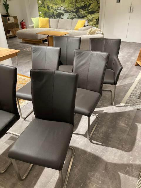Natura - 6er-Set Stuhl 4110 Leder Toledo Caffe Braun Gestell Edelstahl Gebürstet - 7
