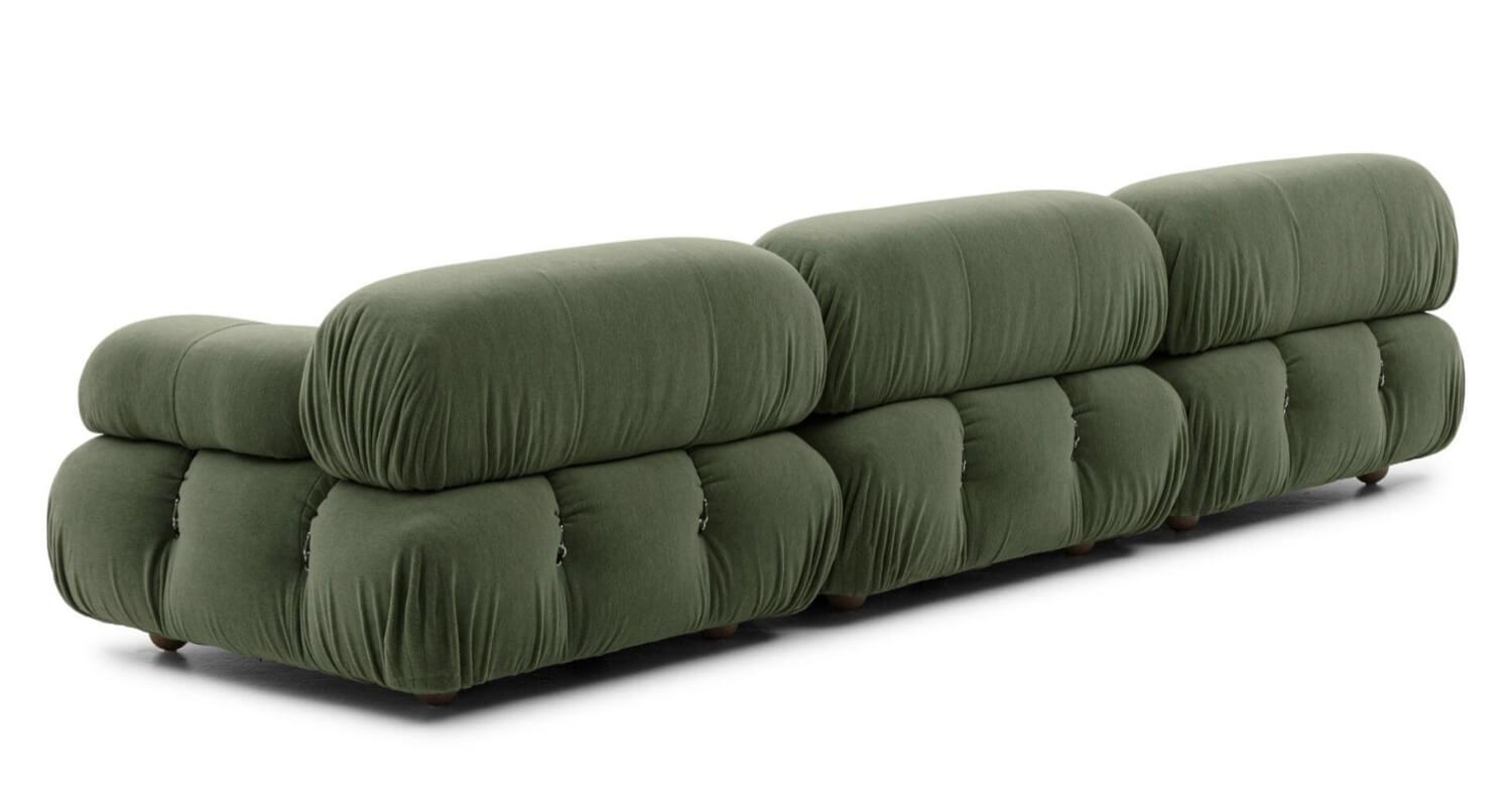 B&B Italia - Gerades Sofa Camaleonda Stoff Velours Licata Flechte Grün Untergestell MDF Füße Buche Natur - 8