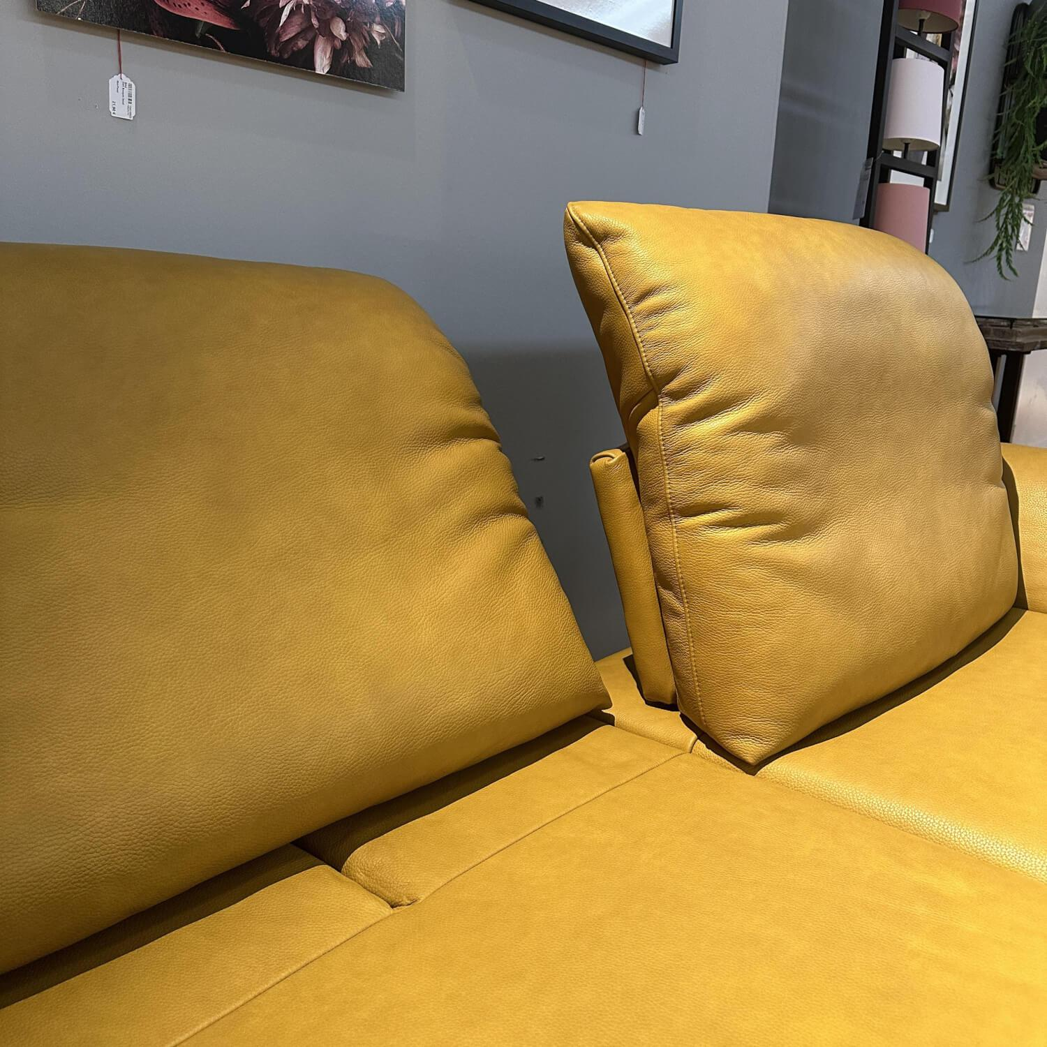 W. Schillig - Ecksofa Sohoo Bezug Leder Z75/52 Kurkuma Gelb Metallkufe FT9 Schwarz Mit Sitztiefenverstellung - 12
