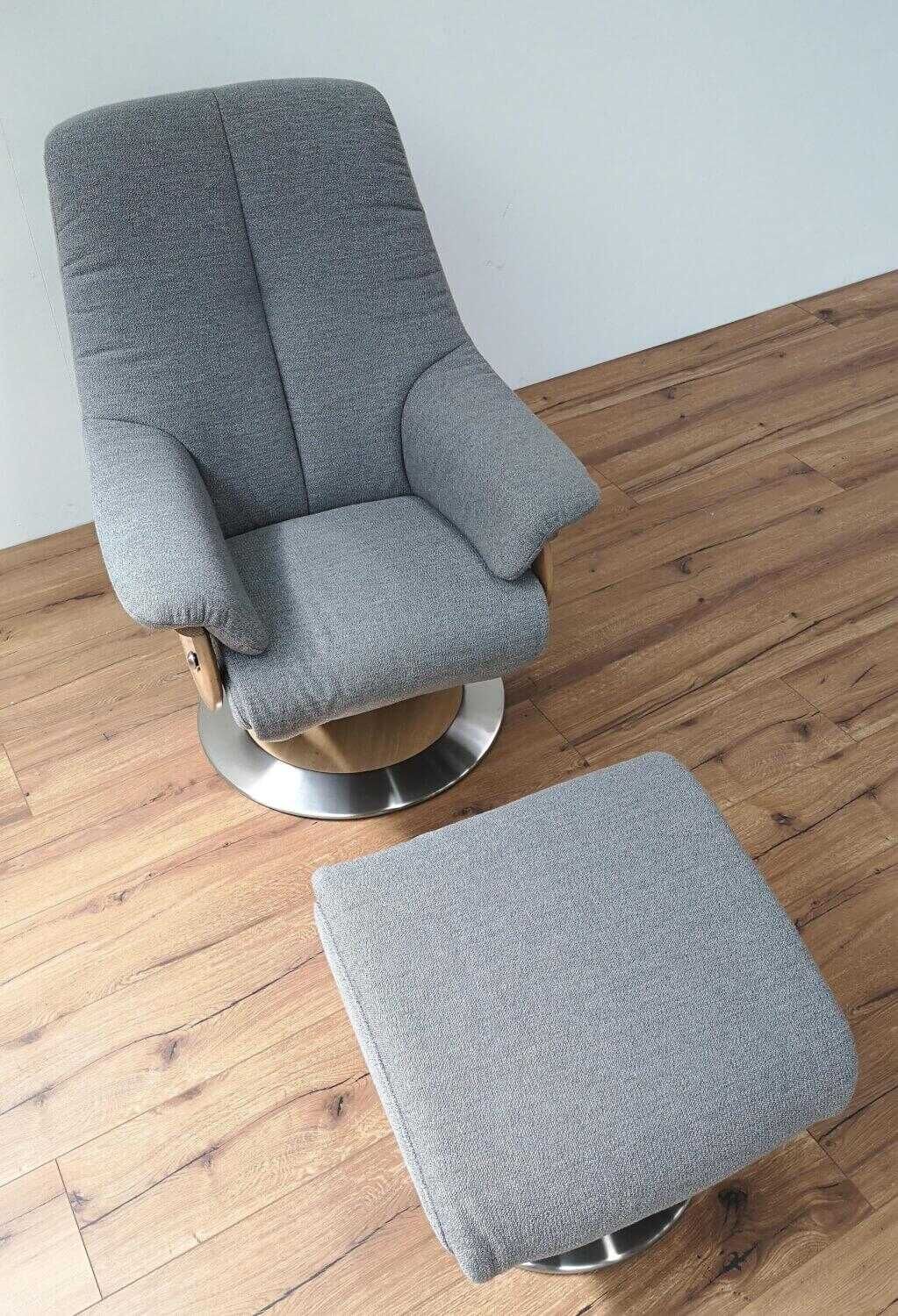 himolla - Zerostress Sessel 7629 36D Stoff 24 Q2 Fashion Gletscher Grau mit Hocker - 7
