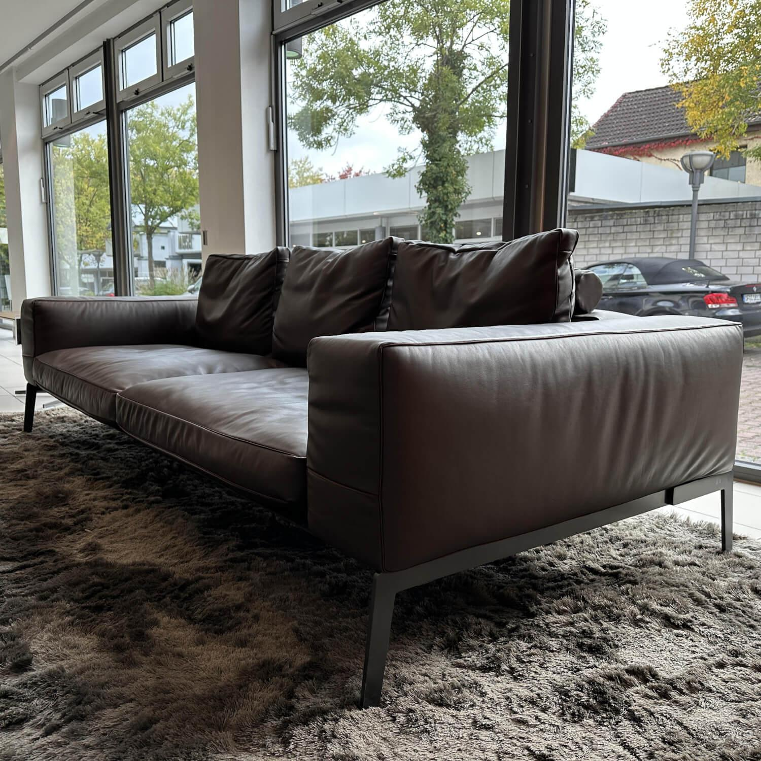 Flexform - Sofa Lifesteel 14C04 Leder Pelle Deluxe 619 Braun Füße Metall Brüniert Inklusive Kissen - 4