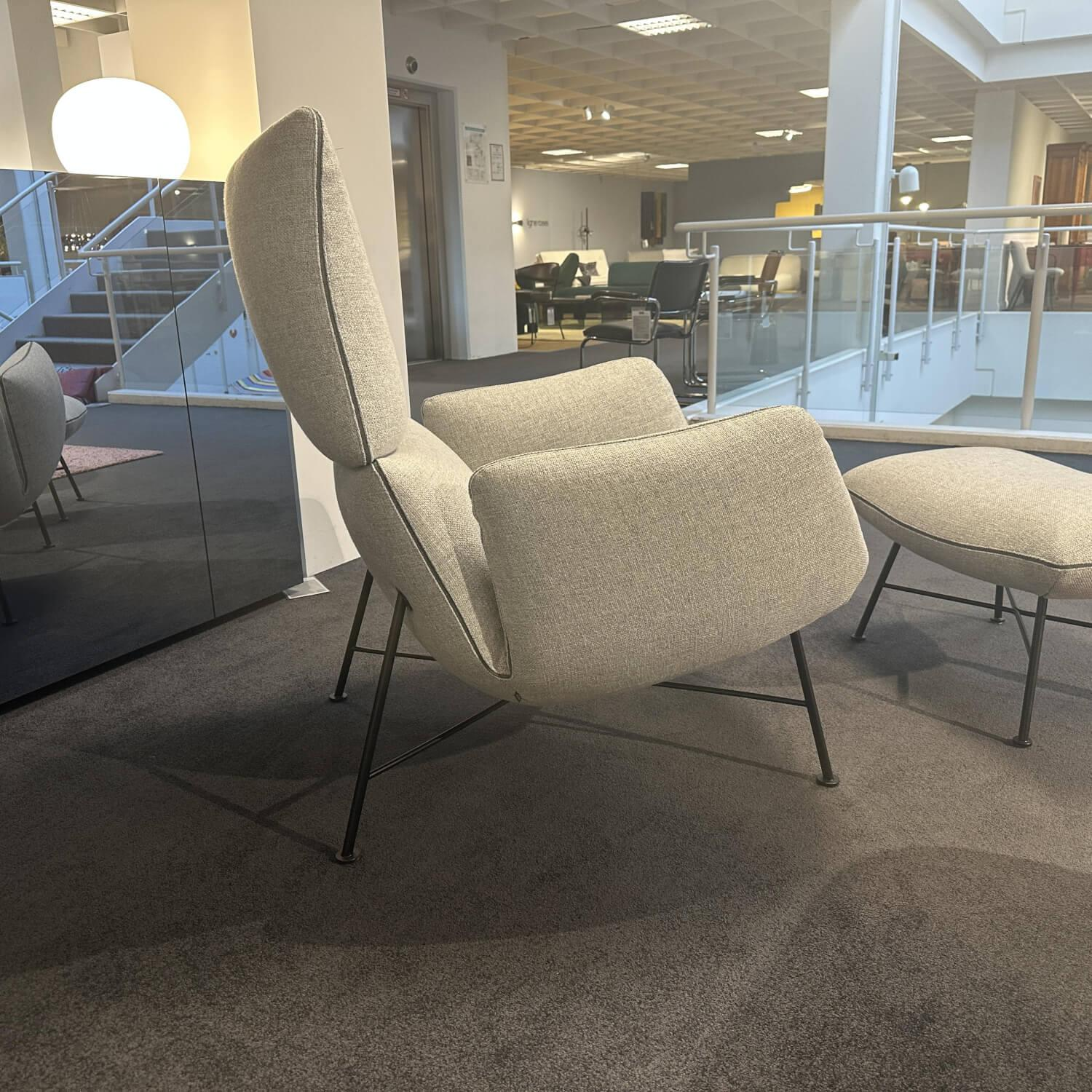 COR - Loungesessel Jalis Stoff 8300 Lichtgrau Grau 4 Fuß Drahtgestell Schwarz Pulverbeschichtet Inklusive Hocker - 2