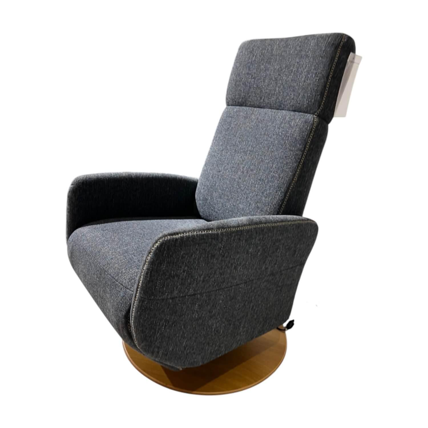 Natura - TV Sessel Sommerville Stoff Amsterdam Blau Grau Drehteller Eiche Bianco 2 Motorisch Mit Akku - 1