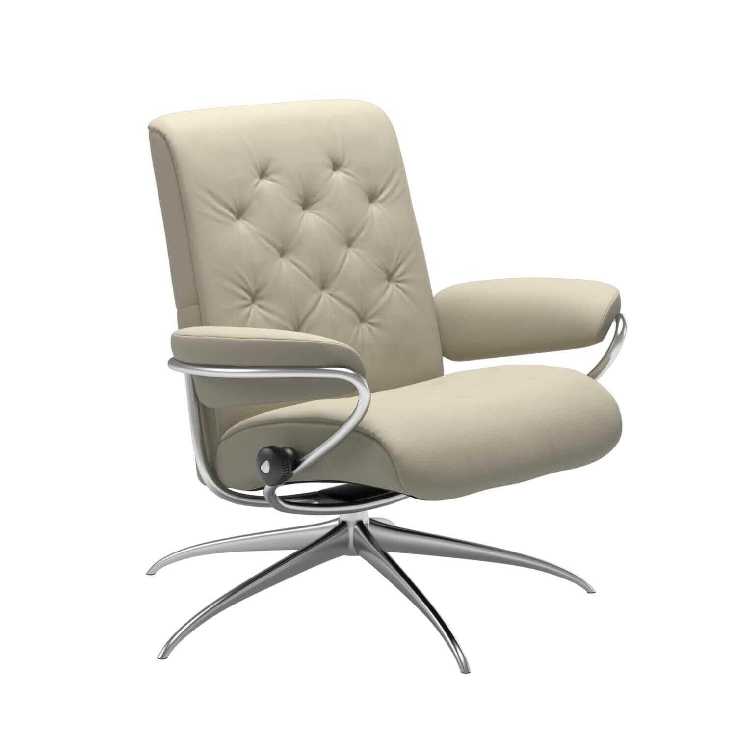 Stressless - Stressless Metro niedrige Rückenlehne High Base Star Base Leder Paloma Light Grey - 1