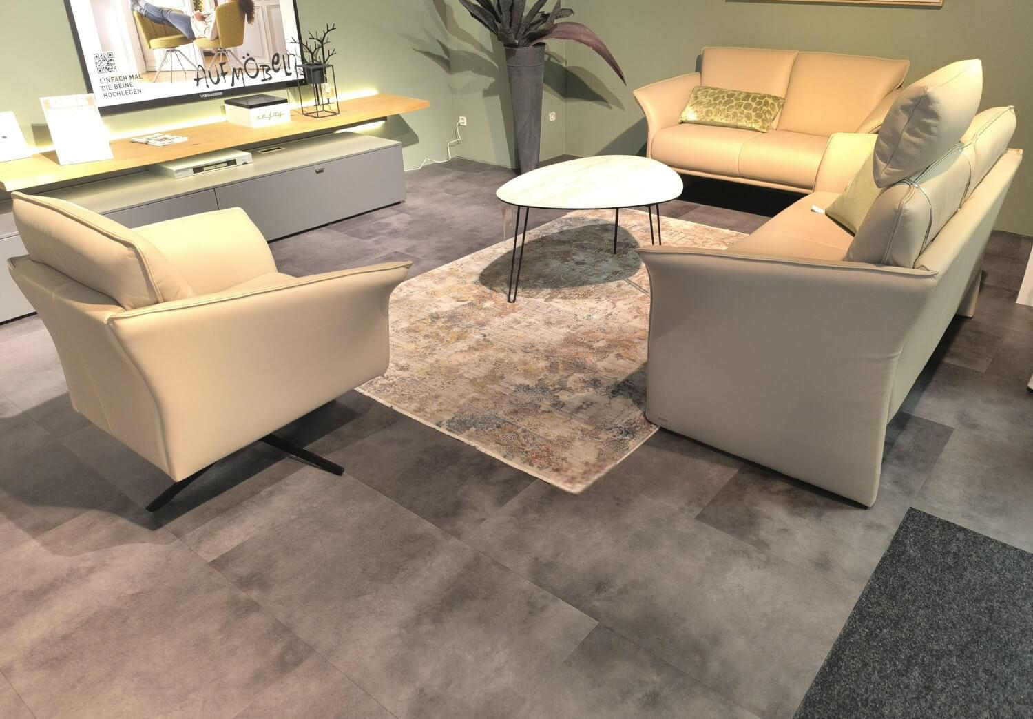 Koinor - Polstergarnitur Wendy Leder X Happy Almond Braun Beige Fuß Metall Schwarz Matt - 4