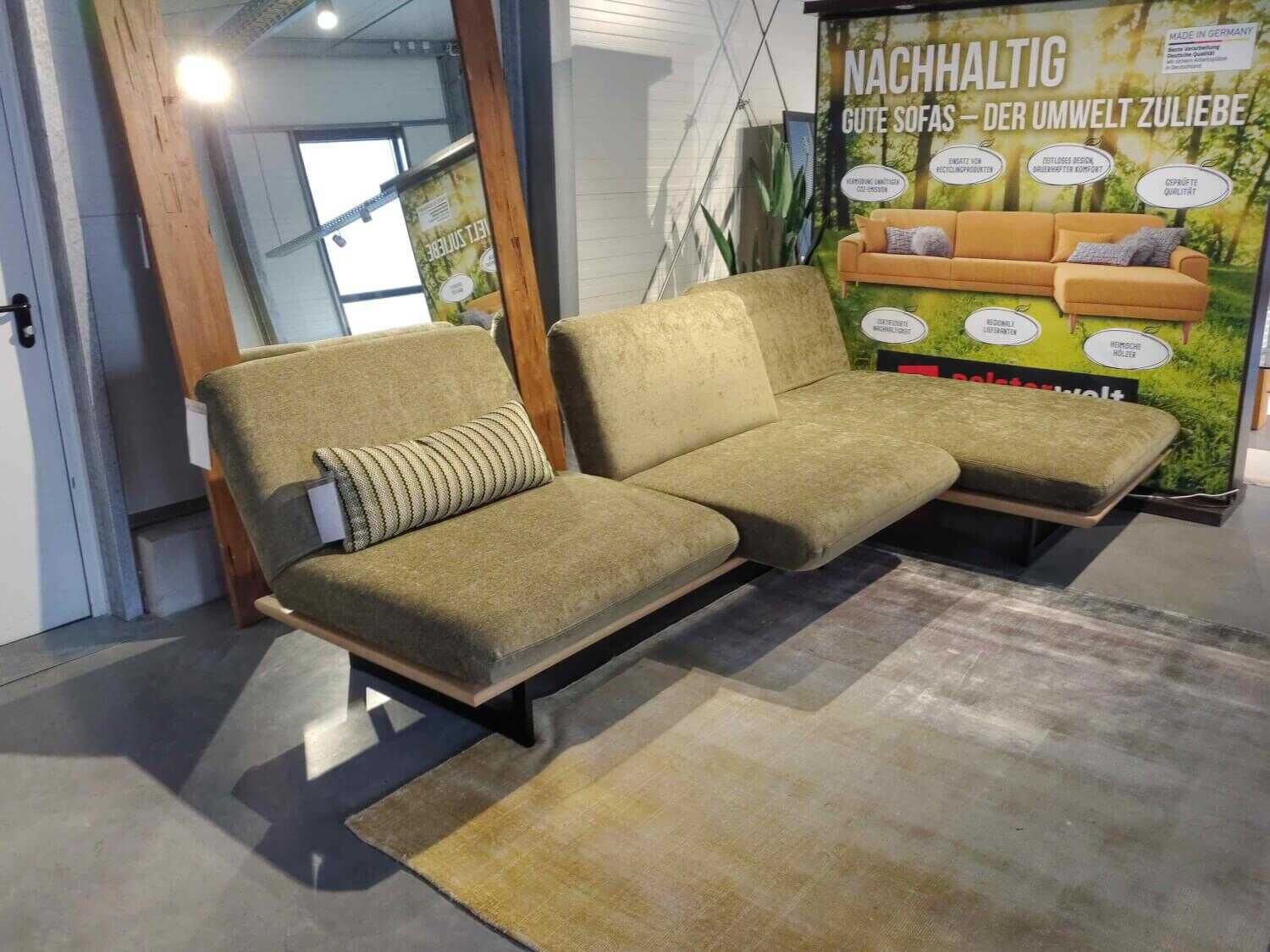 Restyl - Ecksofa Polly Stoff 2-6840 Grün mit 2 Nierenkissen - 7