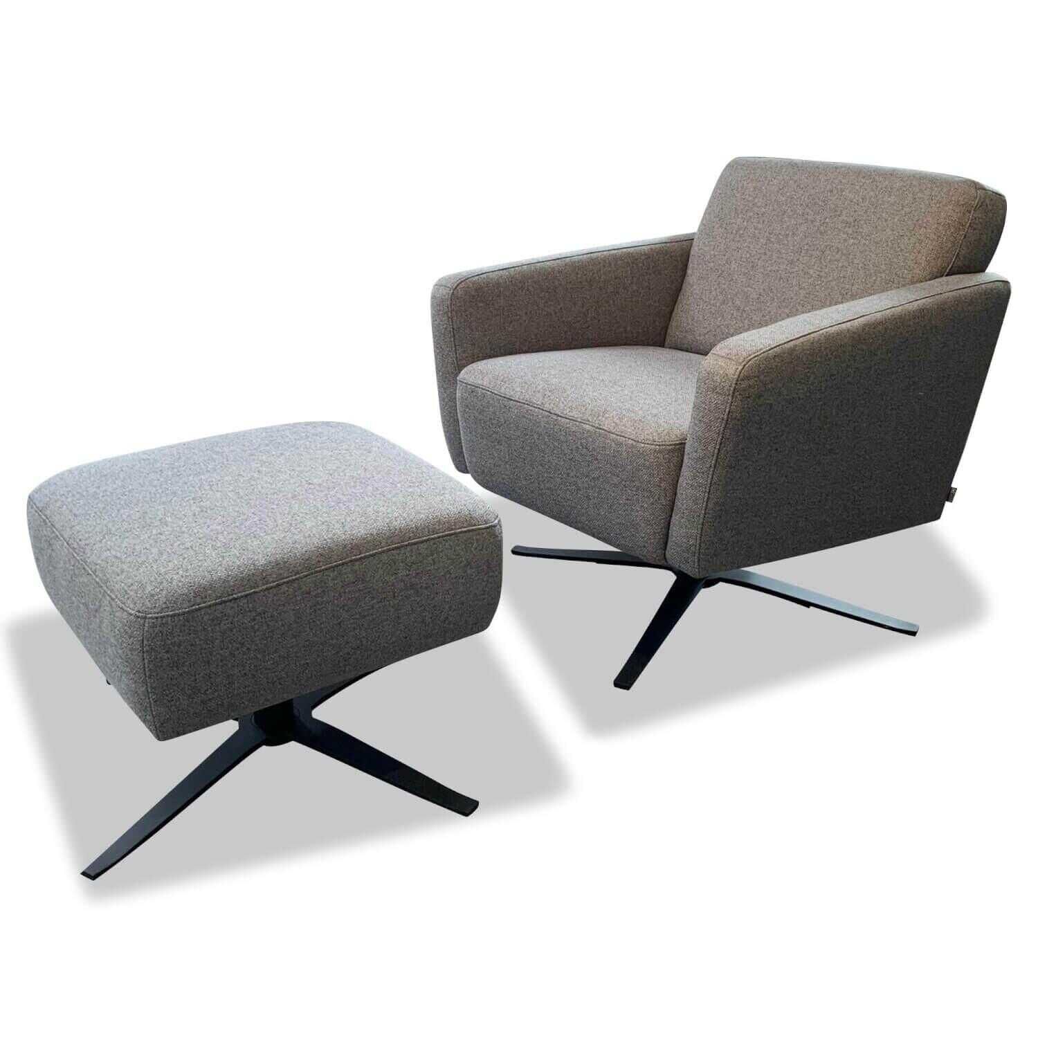 Gallery M - Sessel Emilia Nova Stoff 5 Grau mit Hocker - 1