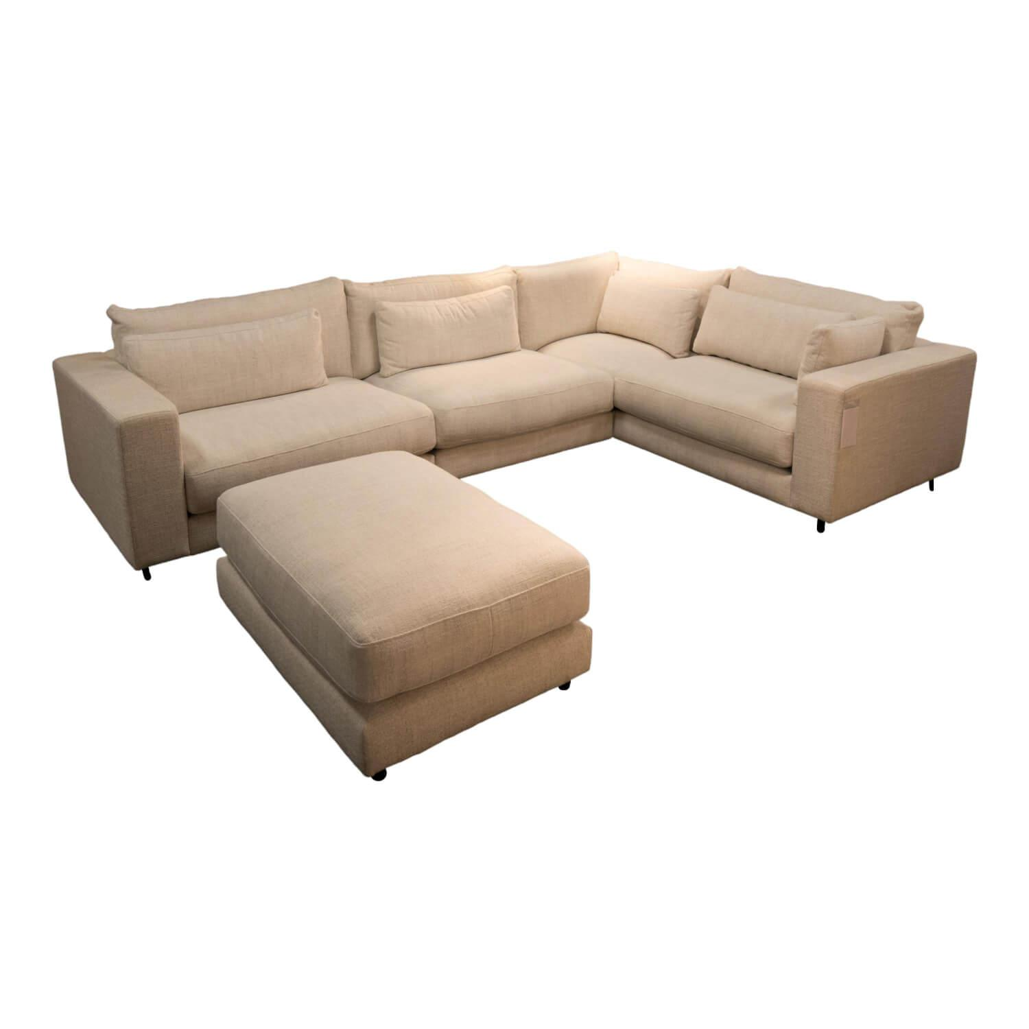 Maison - Elementgarnitur Stephen Stoff University Square Antique White Gestell Buchenholz Mit Hocker - 1