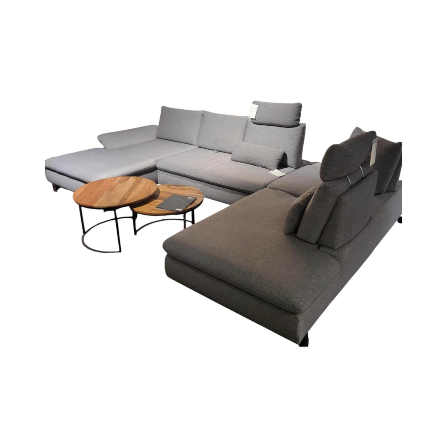 Activineo - Ecksofa Bergamo Stoff III Grau Winkelfuß Metall Inklusive Kopfstützen Und Sitztiefenverstellung - 1