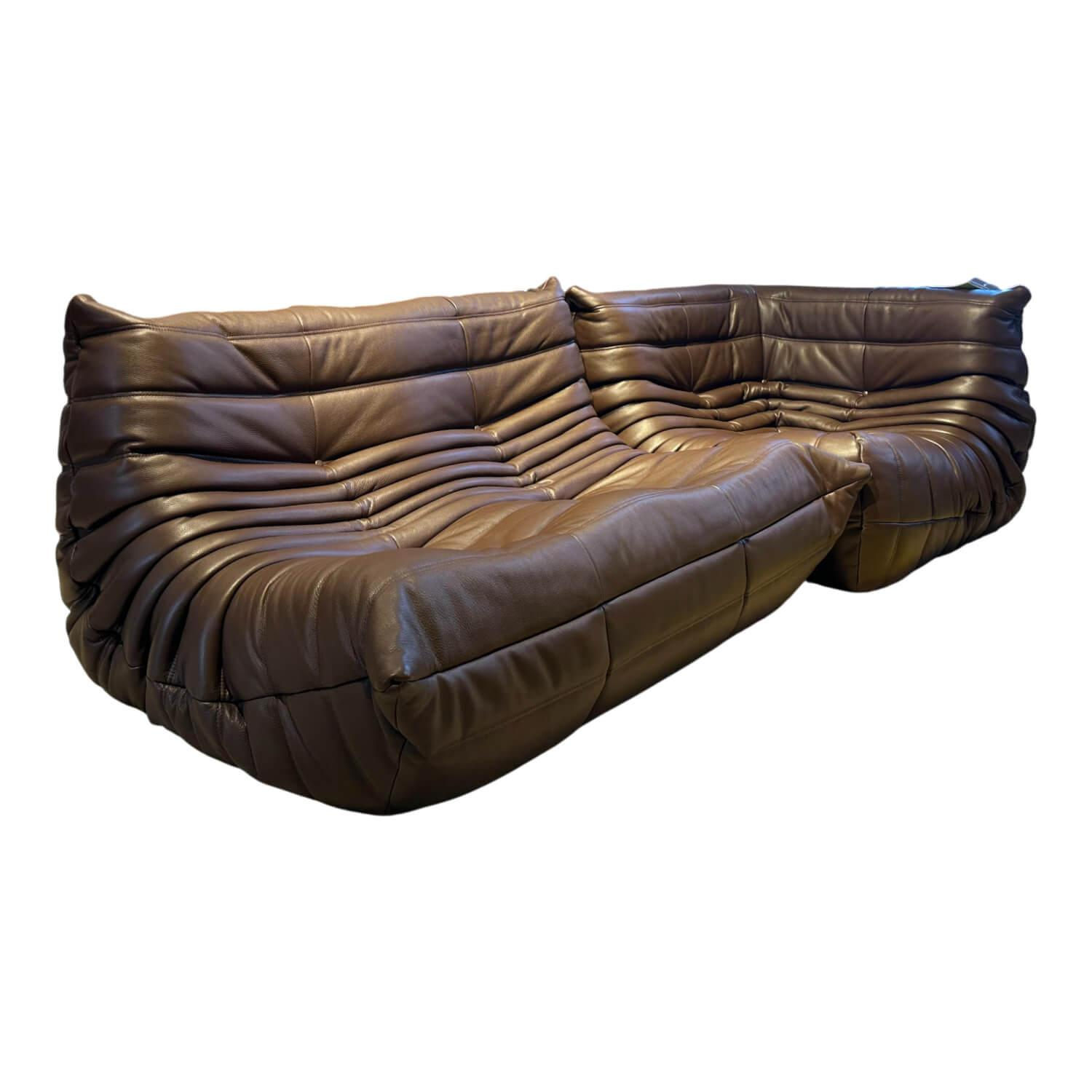 Ligne Roset - Ecksofa Togo Leder Kyoto Chataigne Braun - 1