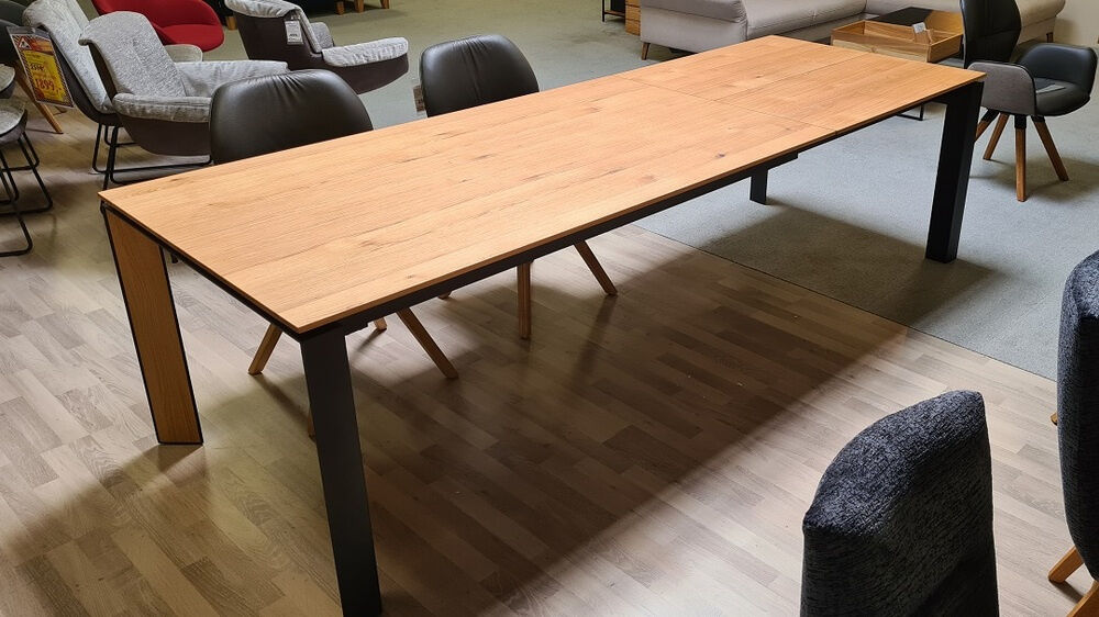 Niehoff - Esstisch Monaco M513-86-078 Eiche Echtholzfurnier Tischbeine Metallprofil Schwarz Ausziehbar - 5