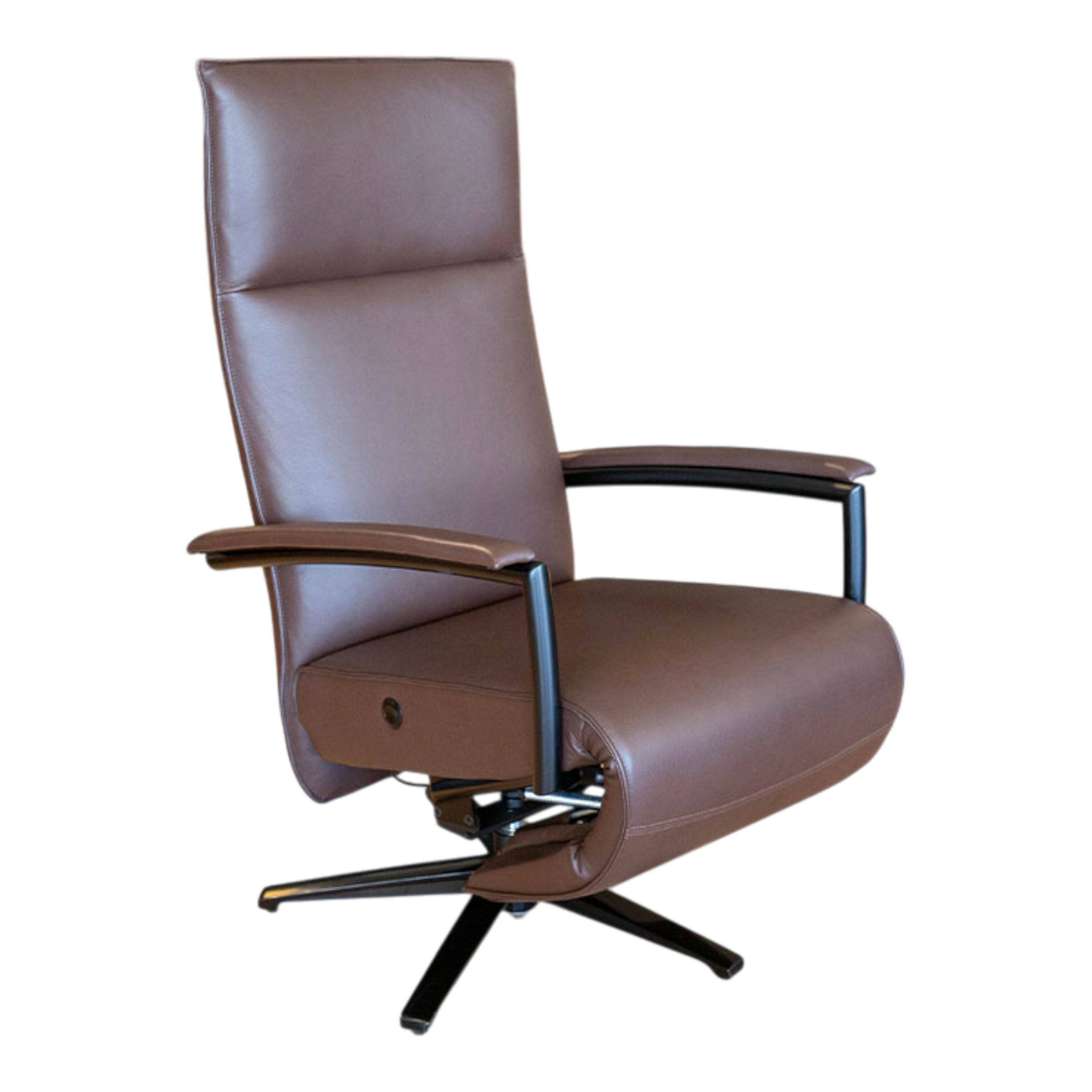 Strässle - Relaxsessel Leeno Leder Montana Dunkelbraun Gestell Aluminium Schwarz Mechanisch Verstellbar - 1