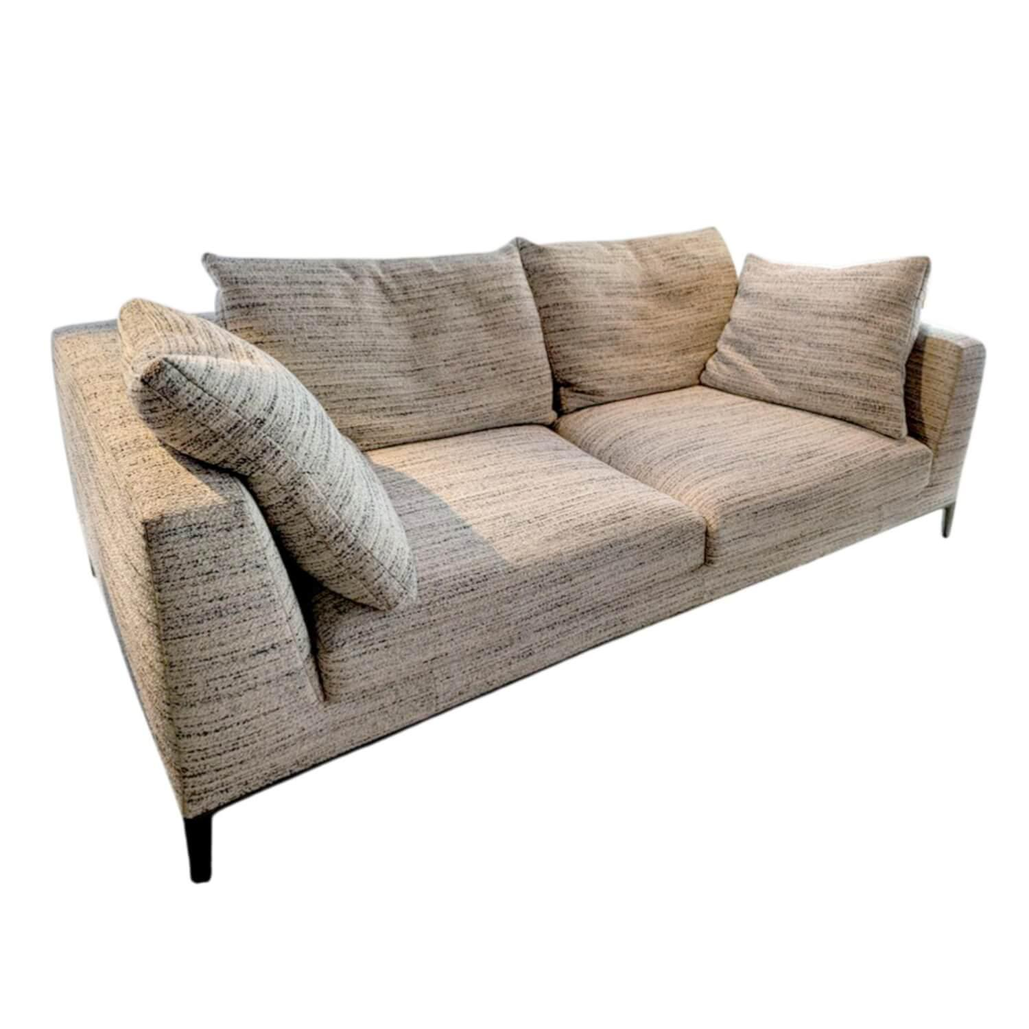 Maxalto - Sofa Lucrezia Soft Stoff Deluxe Diana Schwarz-Weiß Grau Gestell Bronzefarbig - 1