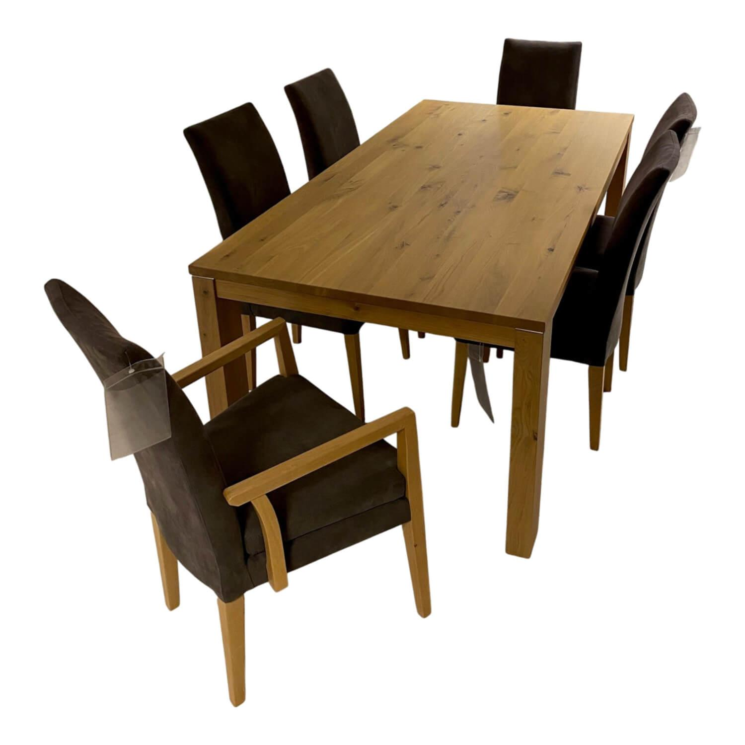 DKK - Essgruppe Twenty Smile Natureiche Bianco Massiv Tisch 6 Stühle - 1