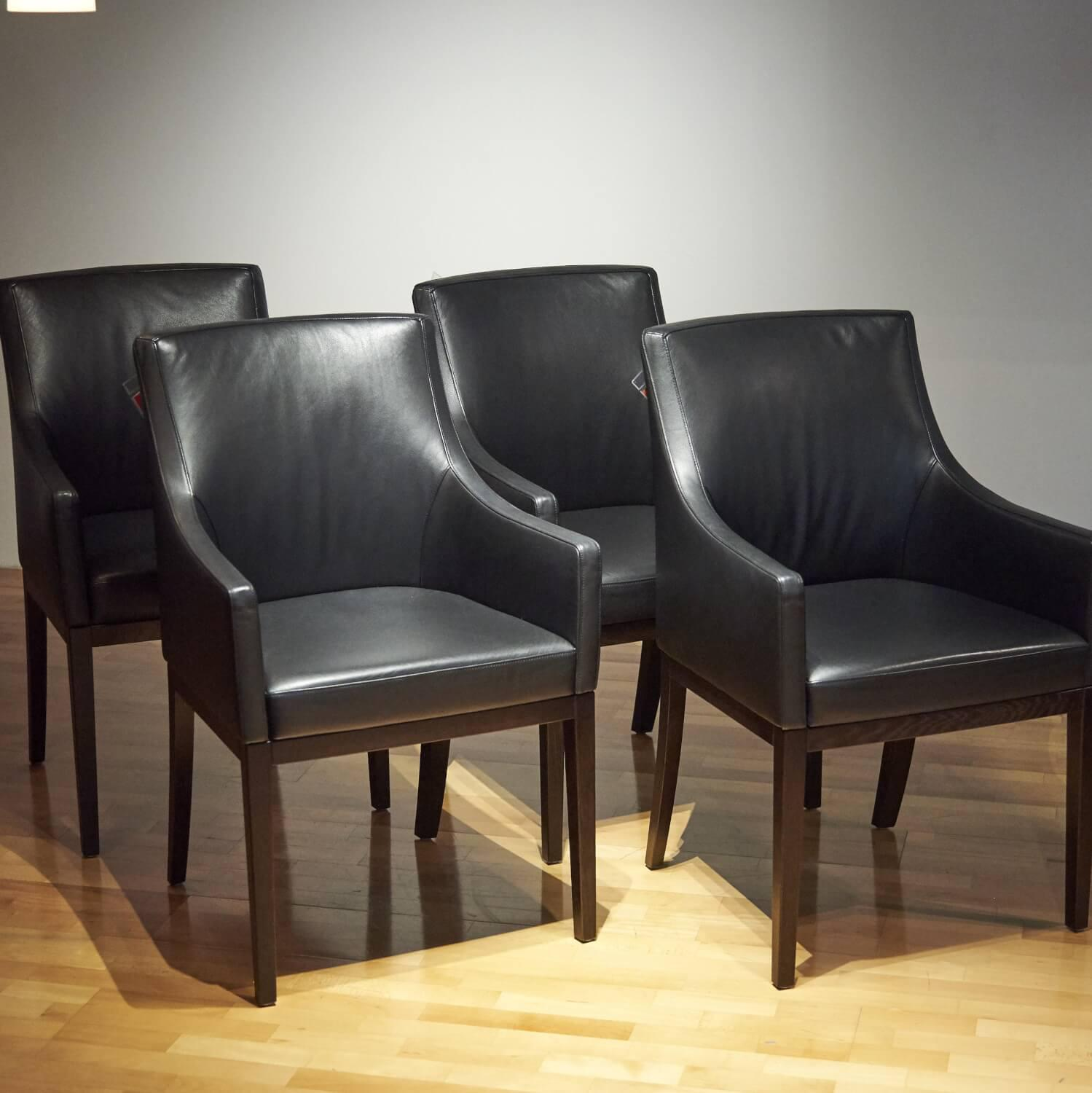 5er Set Stuhl Leona 2221 Leder Prestige F99 Schwarz Füße Eiche Wengefarbig