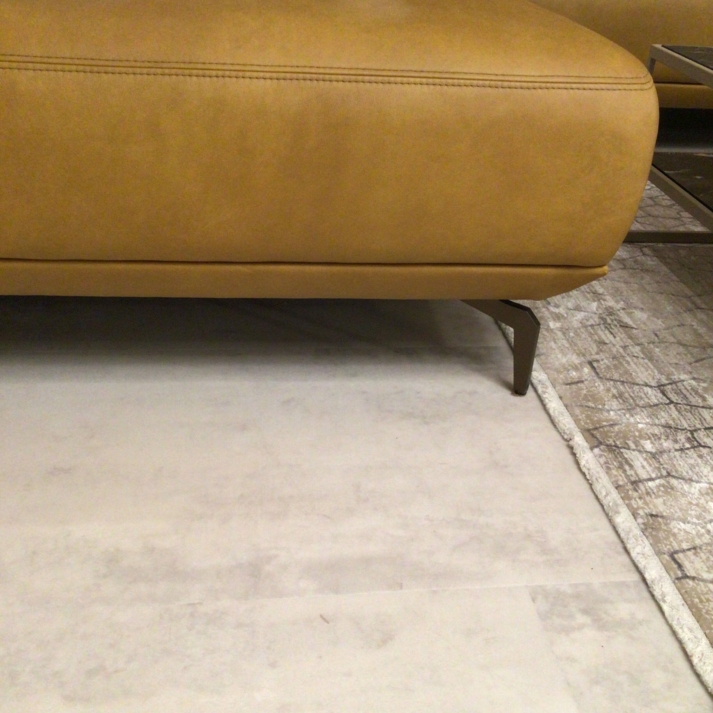 Musterring - Ecksofa 2490–Soft Echtleder Kurkuma Gelb Füße Metall Bronze Mit Kopfstützenverstellung - 2